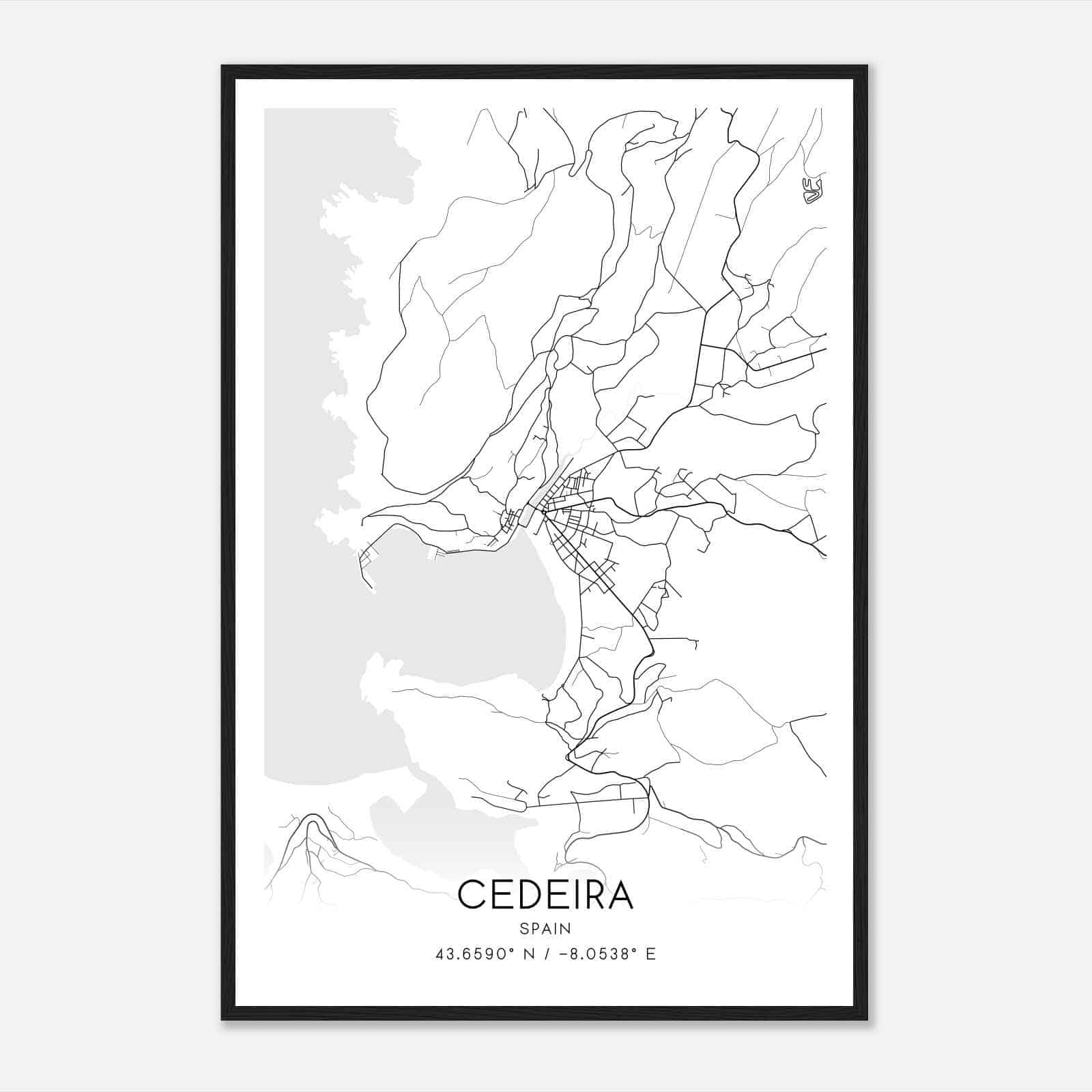 Cedeira Spain Map Poster, Modern Home Decor Wall Art Print