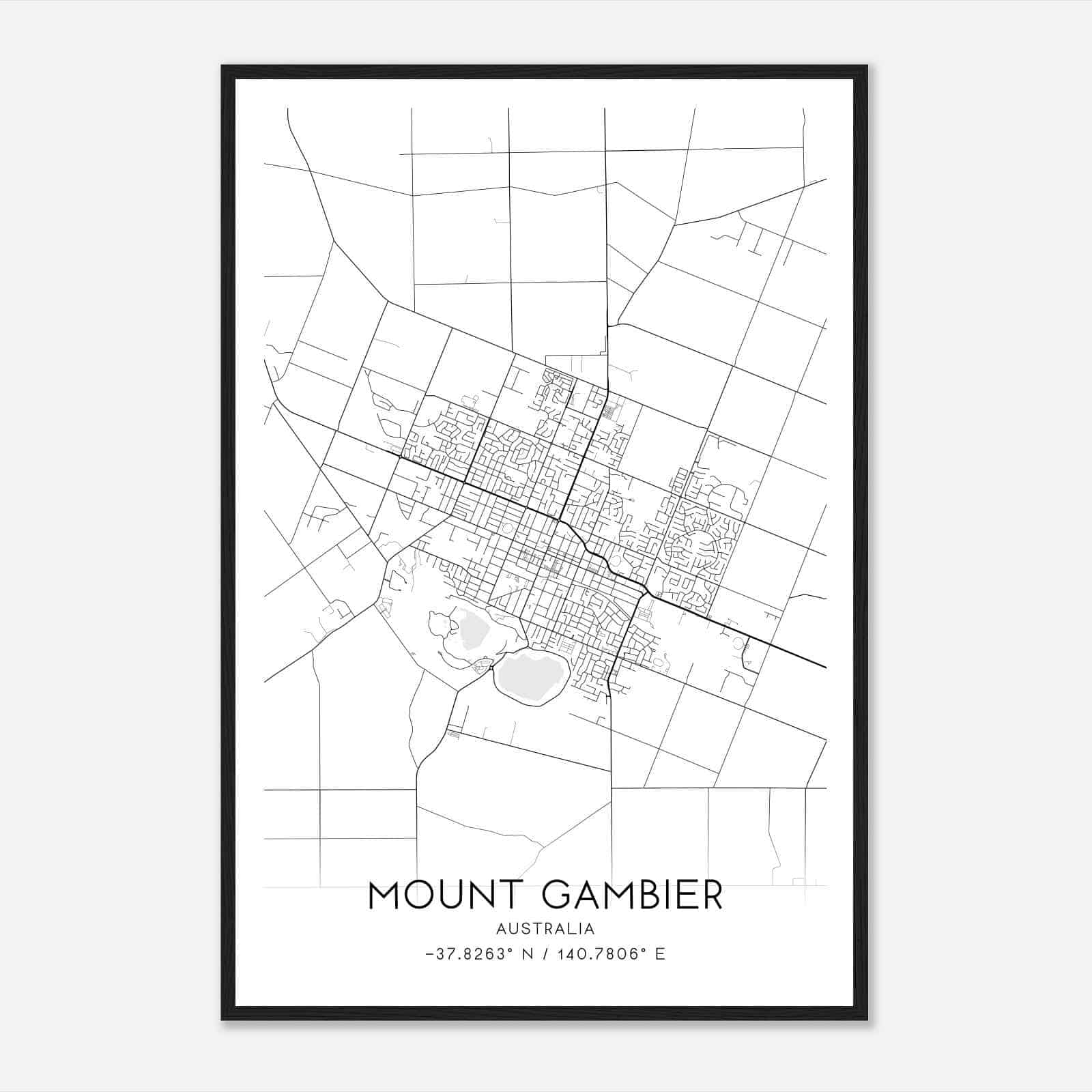 Mount Gambier Australia Map Poster, Modern Home Decor Wall Art Print