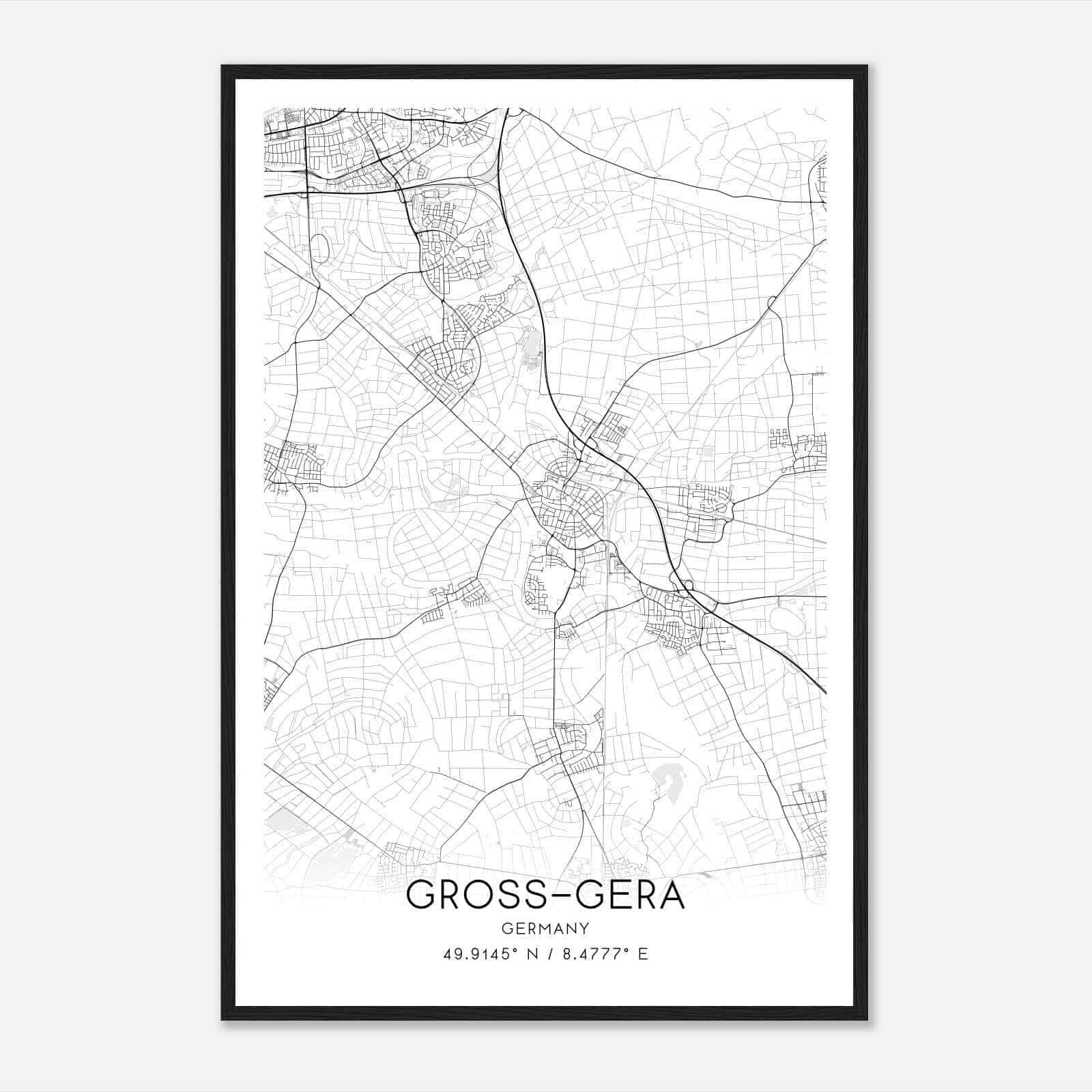 Gross-Gerau Germany Map Poster, Modern Home Decor Wall Art Print