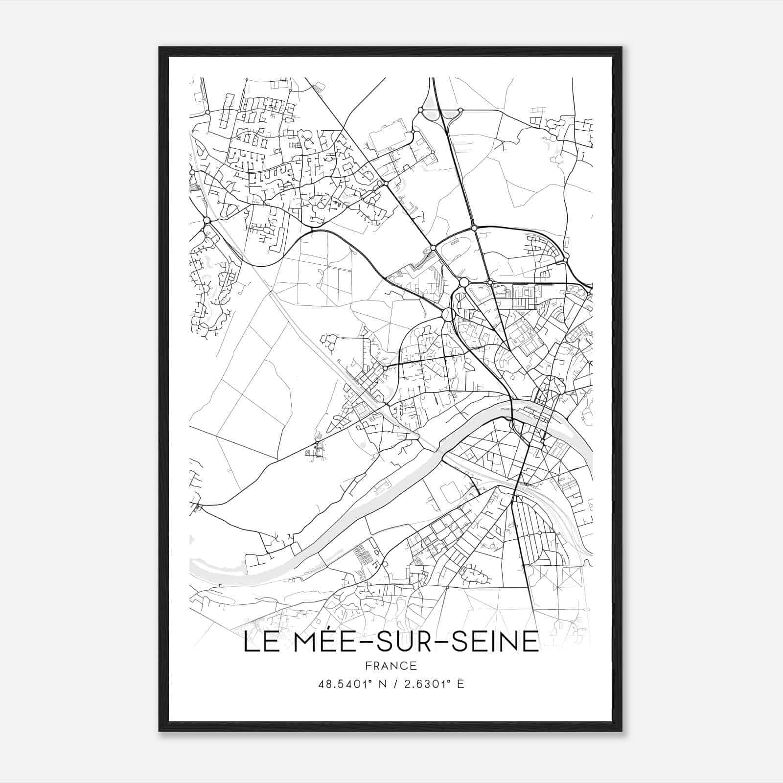 Le Mee-sur-Seine France Map Poster, Modern Home Decor Wall Art Print