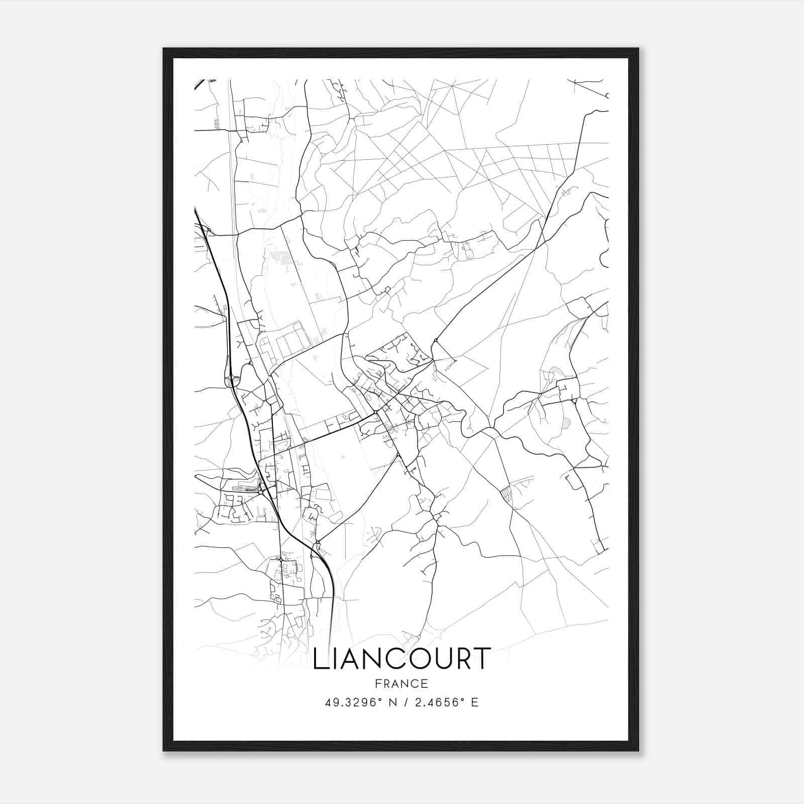 Liancourt France Map Poster, Modern Home Decor Wall Art Print