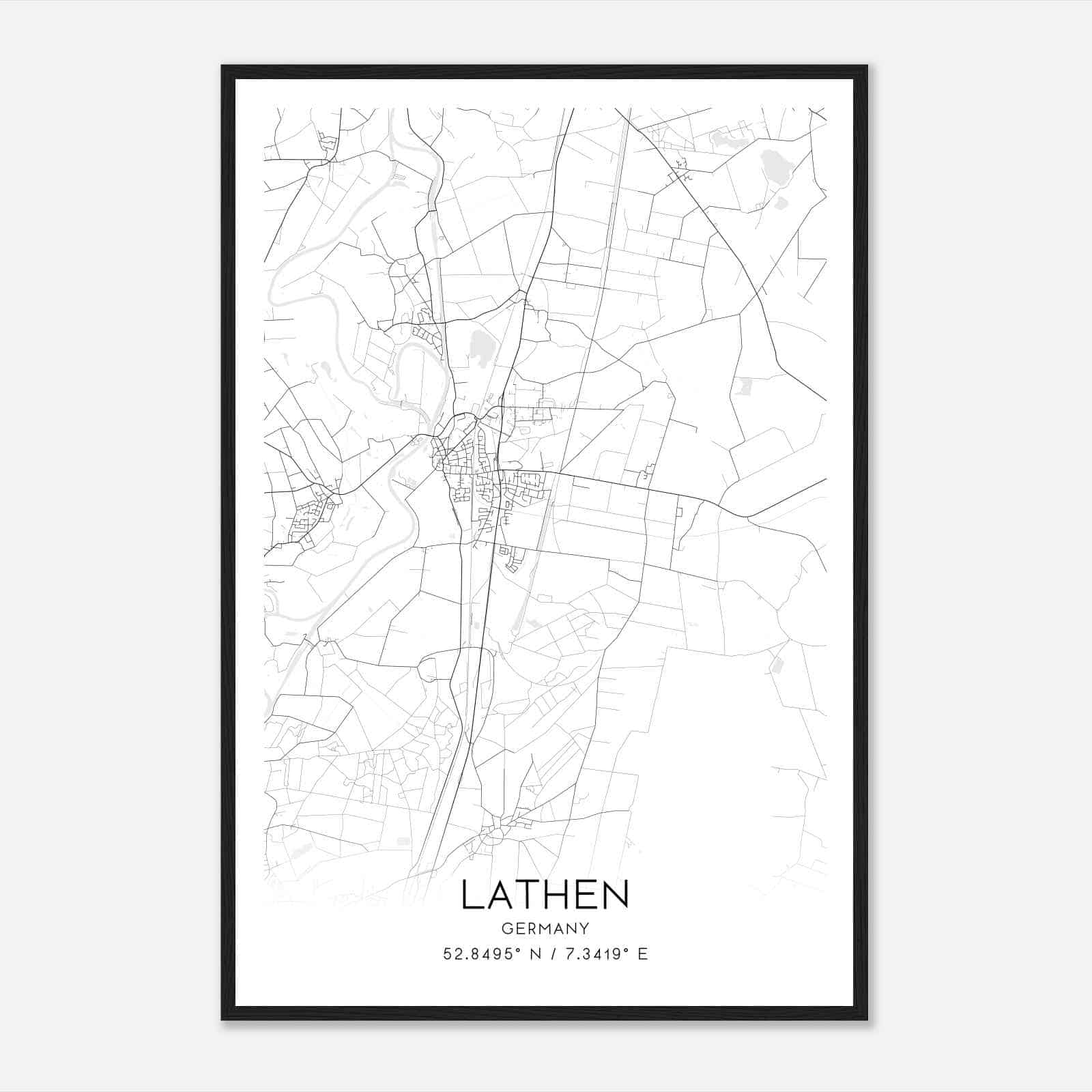 Lathen Germany Map Poster, Modern Home Decor Wall Art Print