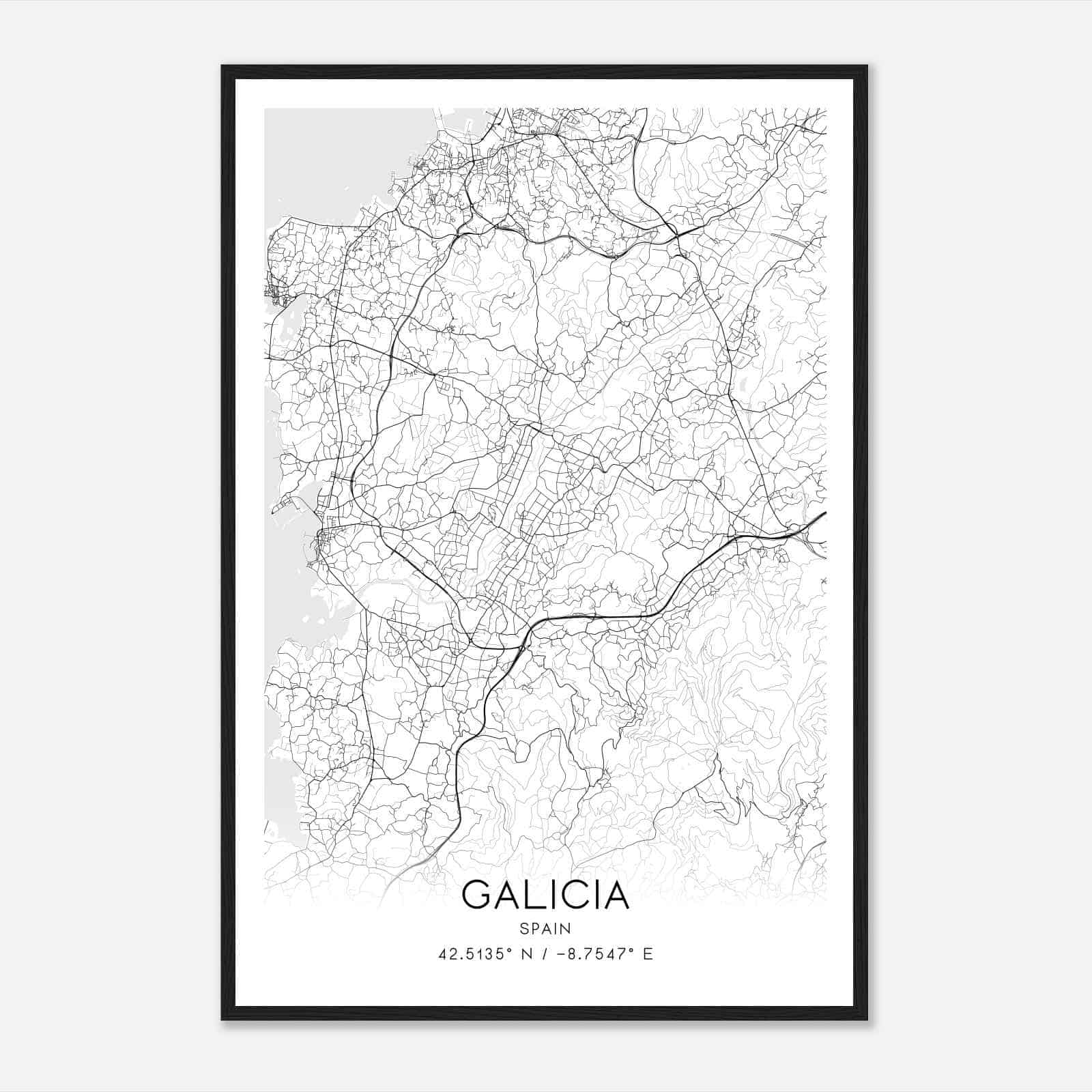 Ribadumia Spain Map Poster, Modern Home Decor Wall Art Print