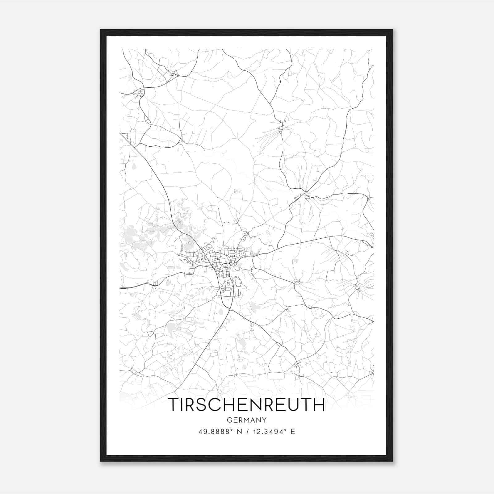 Tirschenreuth Germany Map Poster, Modern Home Decor Wall Art Print