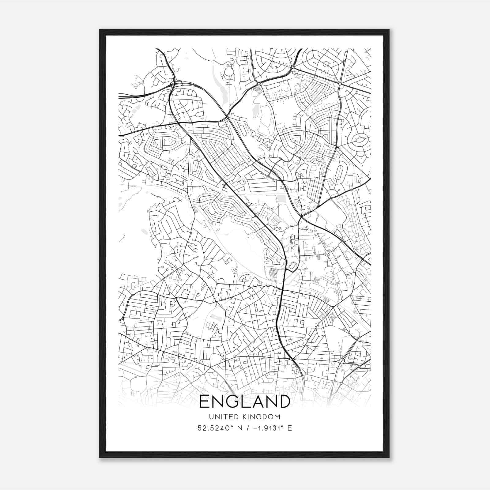 Perry Barr United Kingdom Map Poster, Modern Home Decor Wall Art Print