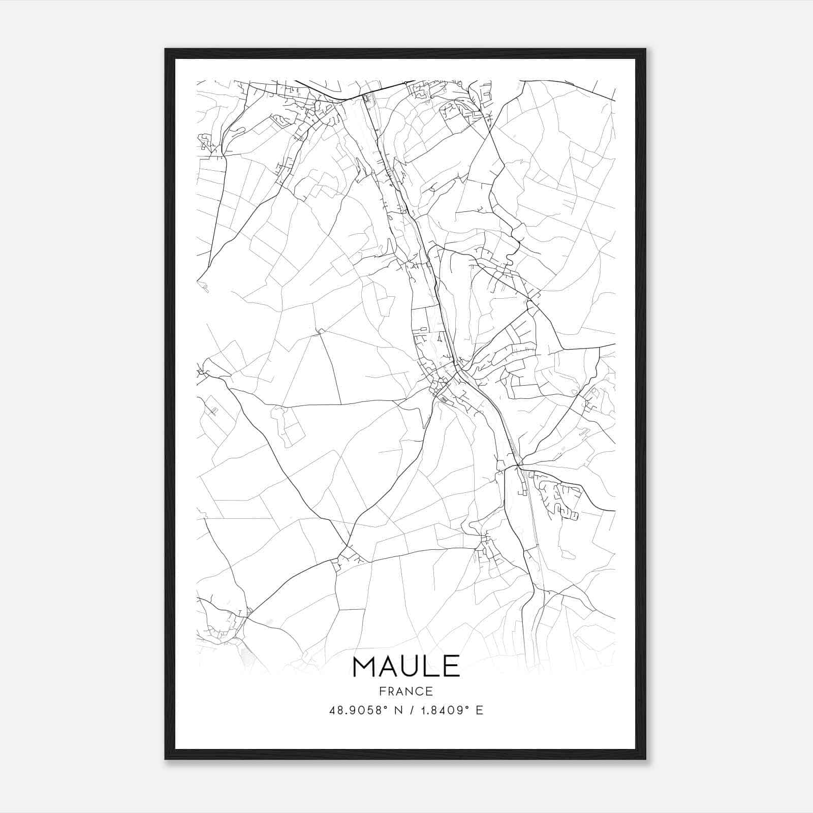 Maule France Map Poster, Modern Home Decor Wall Art Print