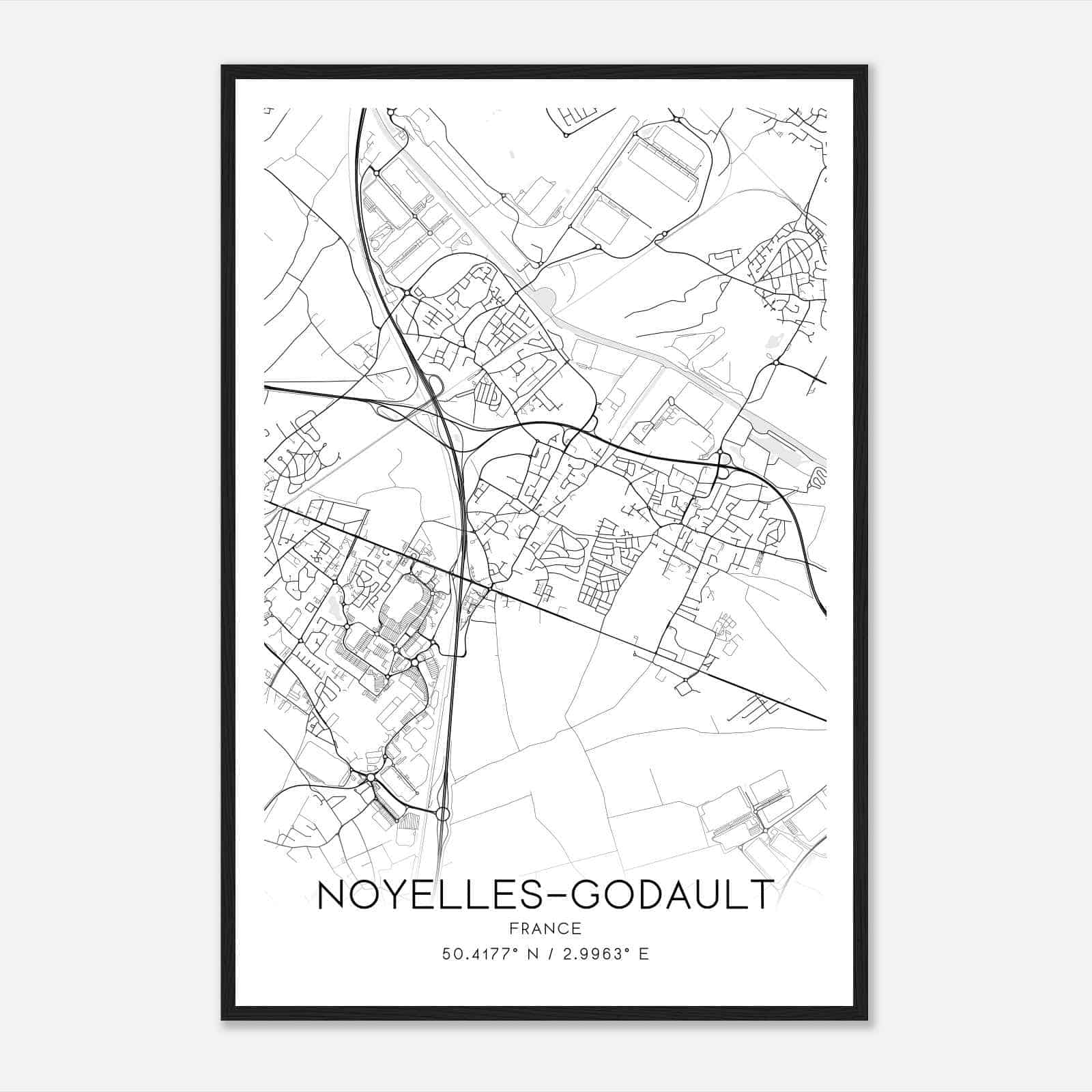 Noyelles-Godault France Map Poster, Modern Home Decor Wall Art Print