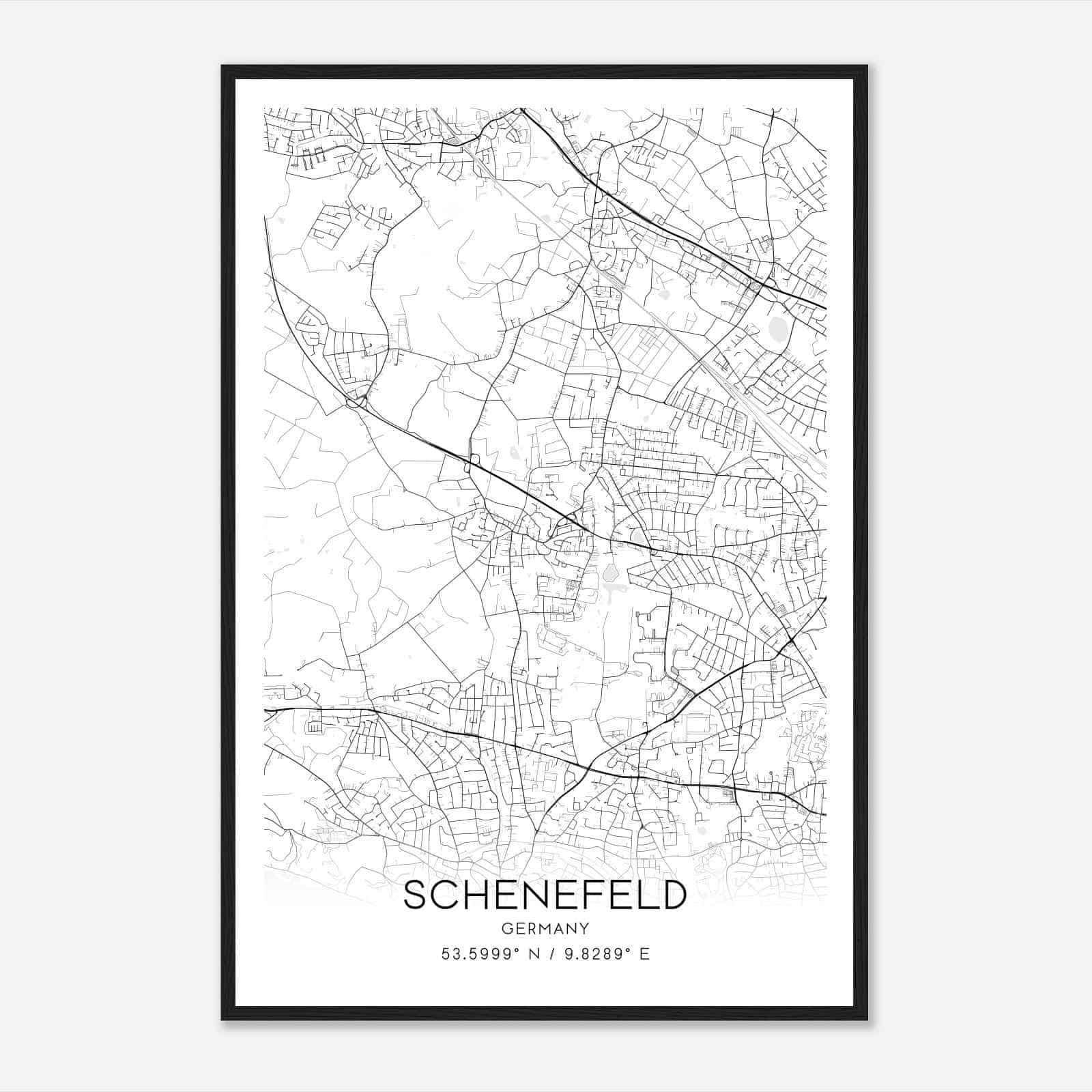 Schenefeld Germany Map Poster, Modern Home Decor Wall Art Print