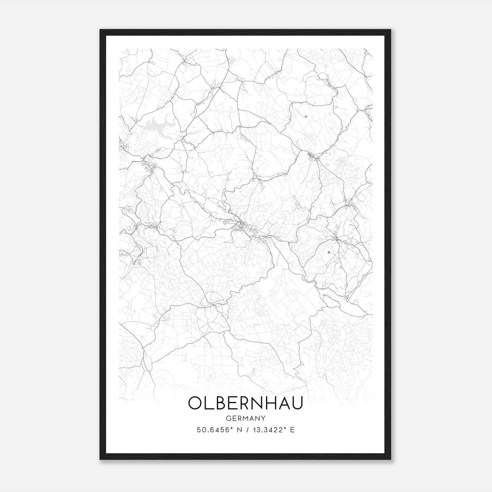 Olbernhau Germany Map Poster, Modern Home Decor Wall Art Print