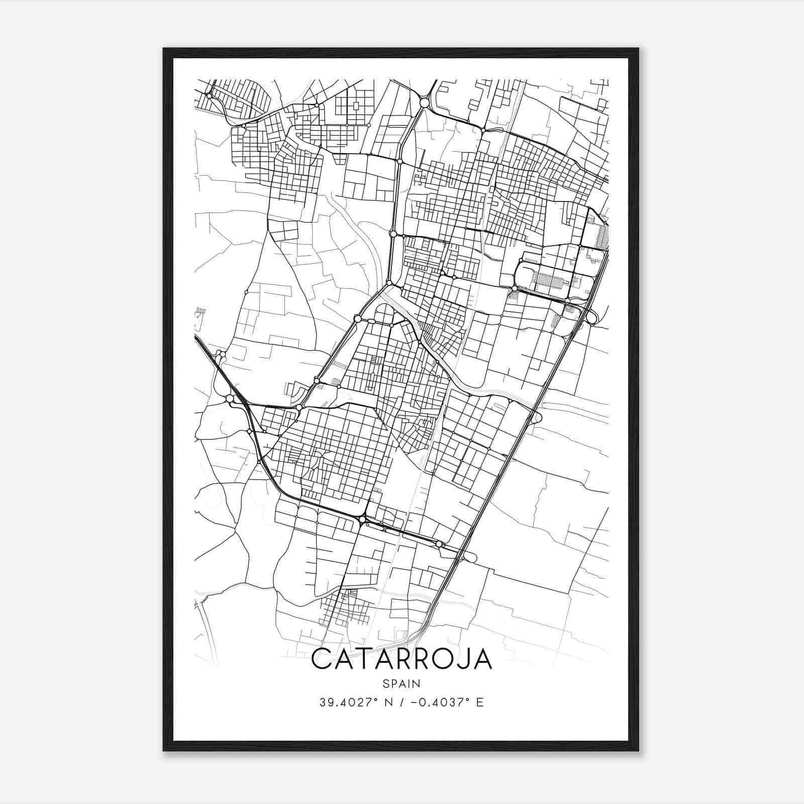 Catarroja Spain Map Poster, Modern Home Decor Wall Art Print