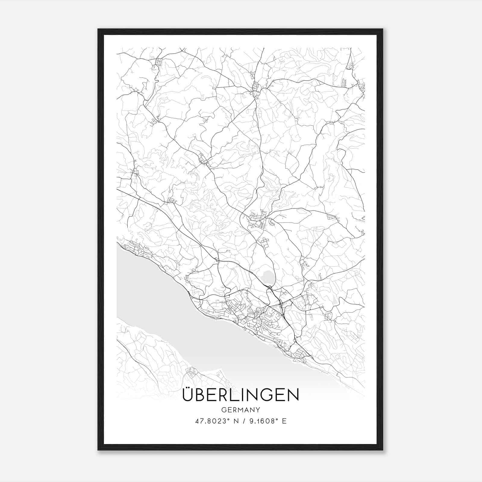 Uberlingen Germany Map Poster, Modern Home Decor Wall Art Print