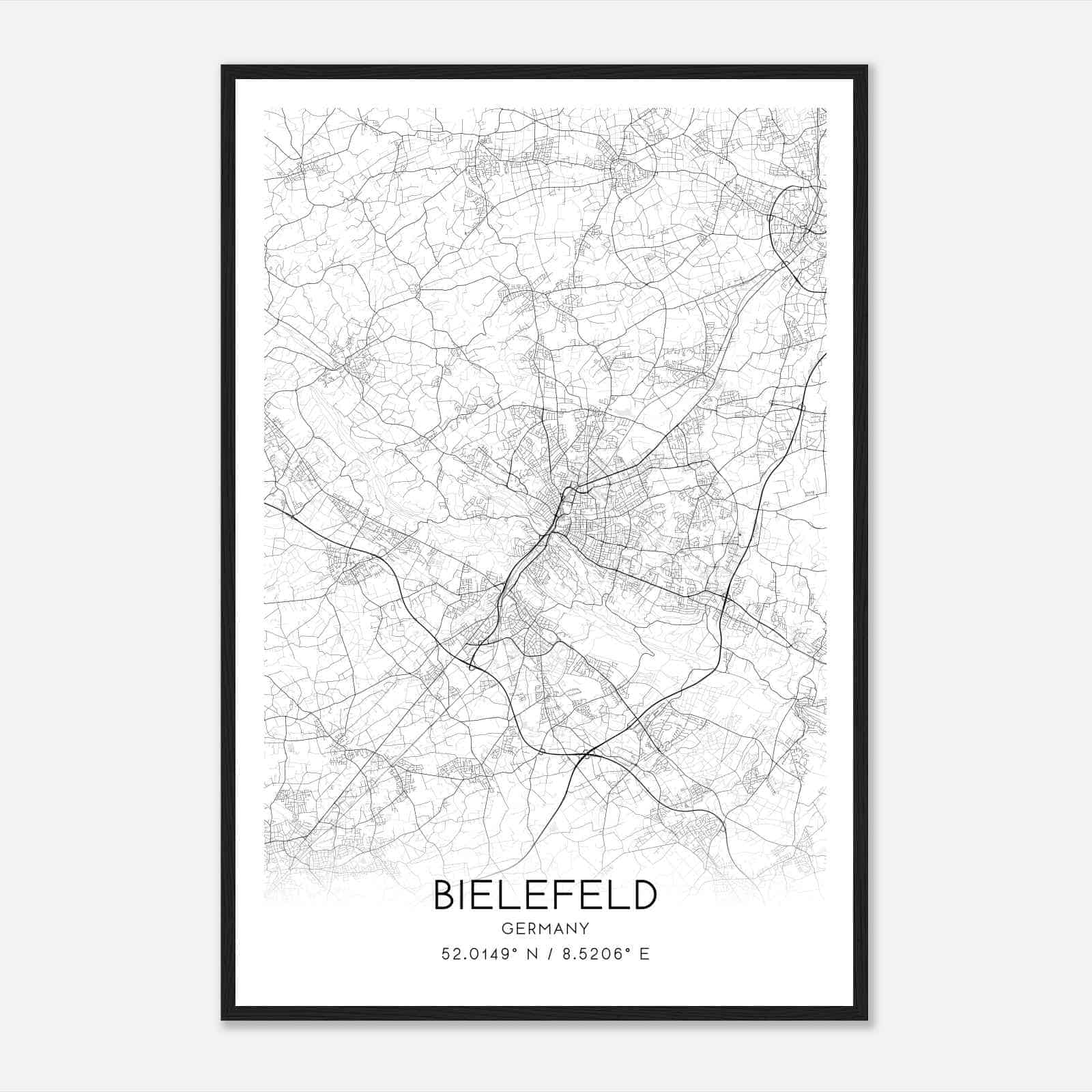 Bielefeld Germany Map Poster, Modern Home Decor Wall Art Print