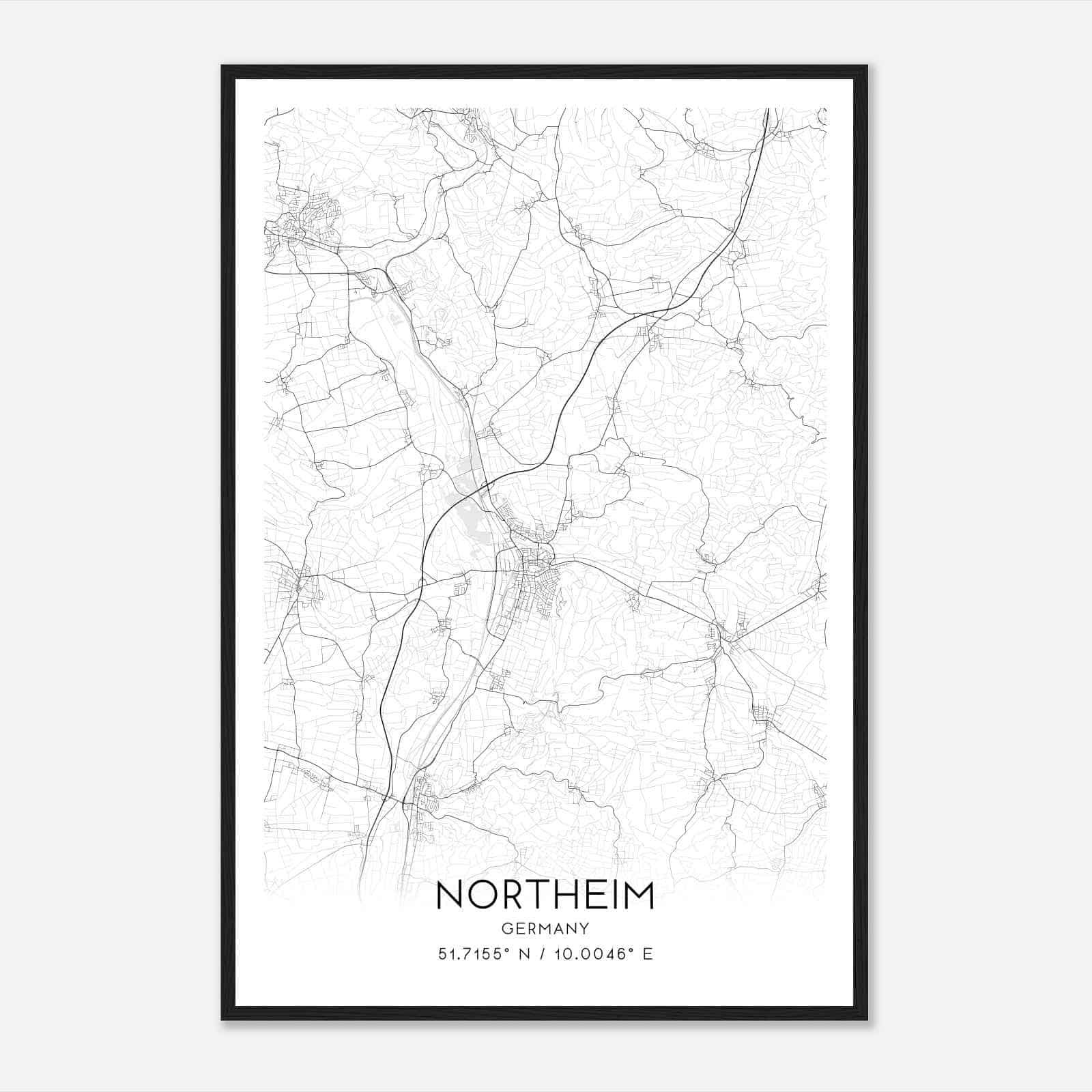 Northeim Germany Map Poster, Modern Home Decor Wall Art Print