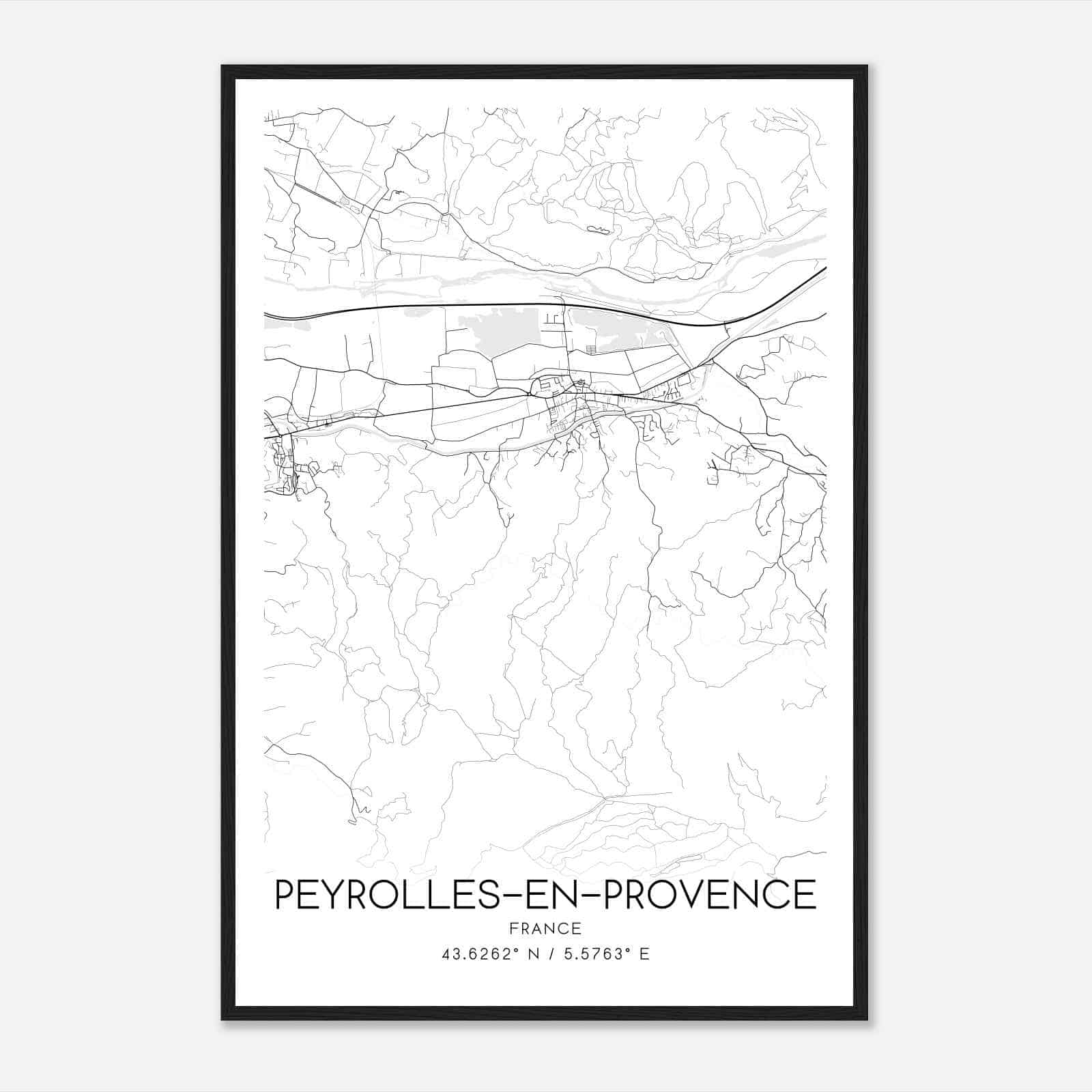 Peyrolles-en-Provence France Map Poster, Modern Home Decor Wall Art Print
