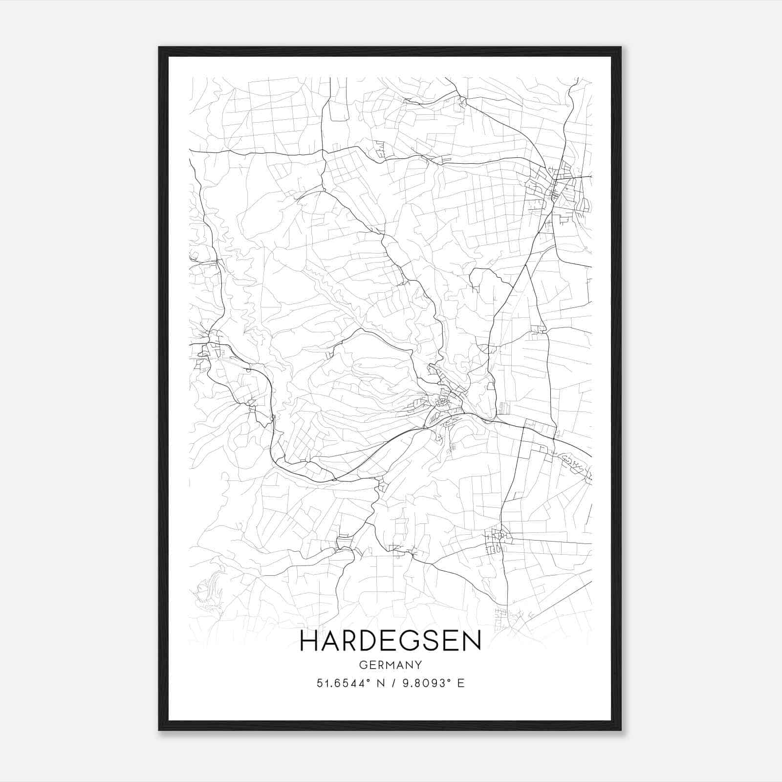 Hardegsen Germany Map Poster, Modern Home Decor Wall Art Print