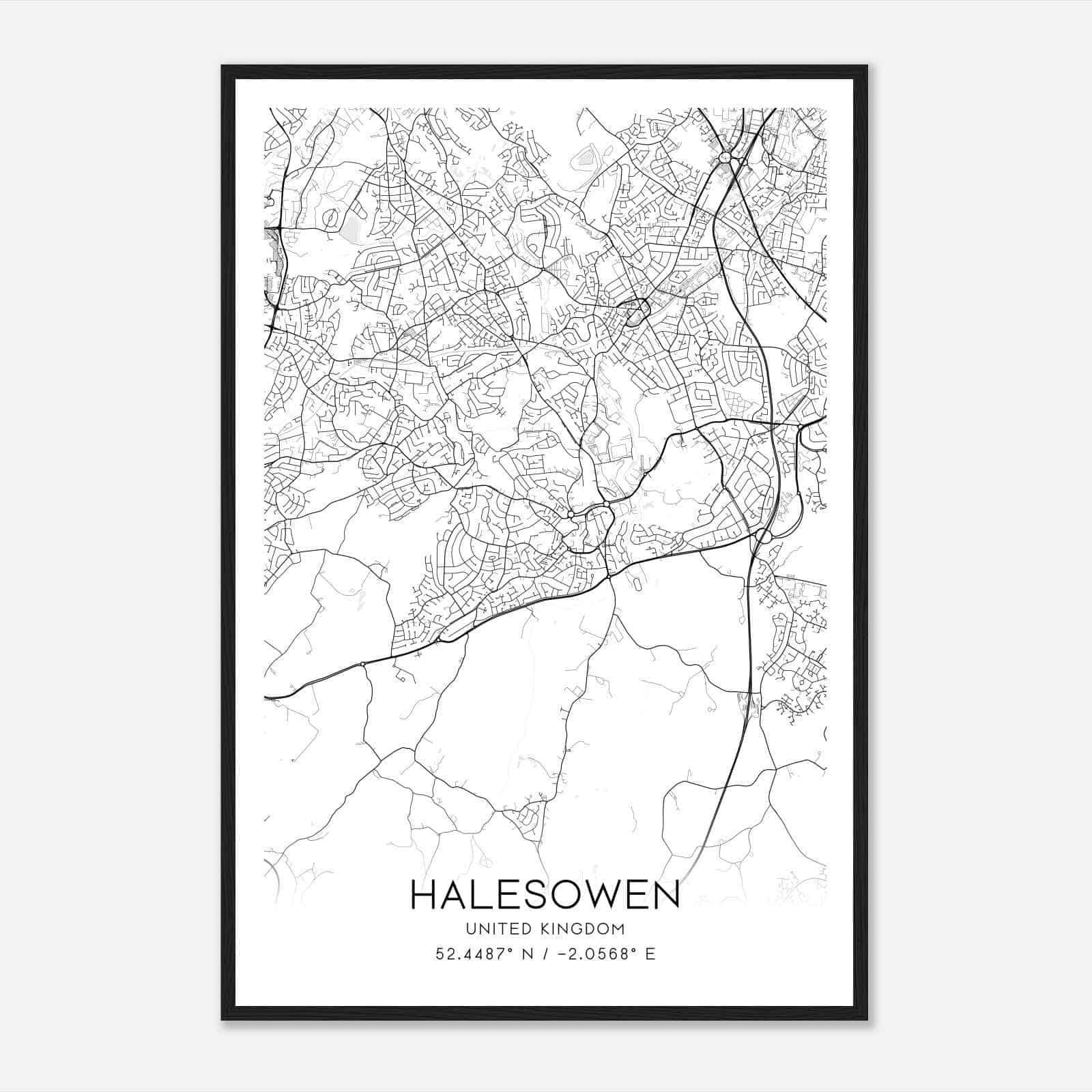 Halesowen United Kingdom Map Poster, Modern Home Decor Wall Art Print