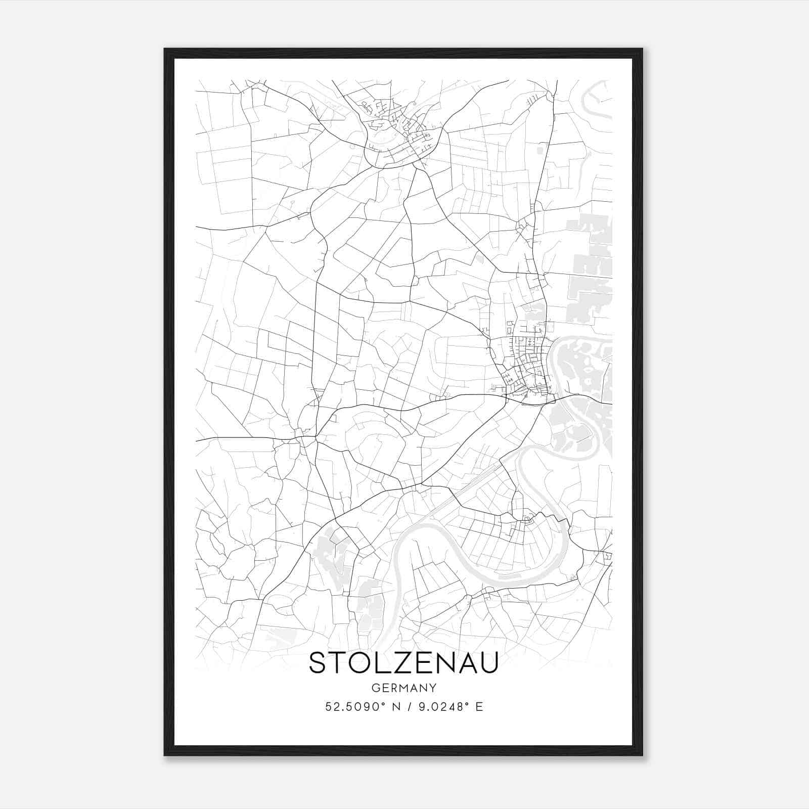 Stolzenau Germany Map Poster, Modern Home Decor Wall Art Print