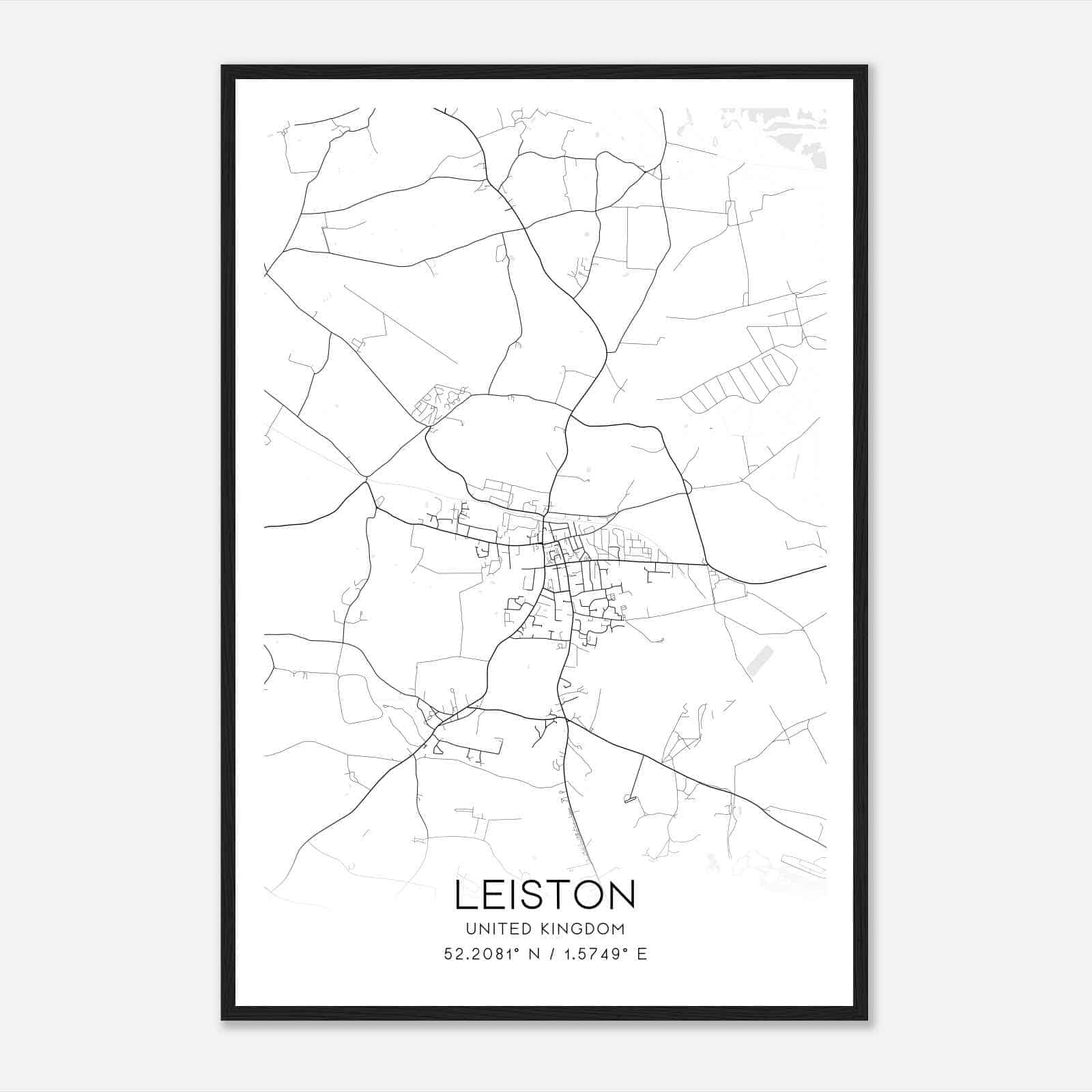 Leiston United Kingdom Map Poster, Modern Home Decor Wall Art Print
