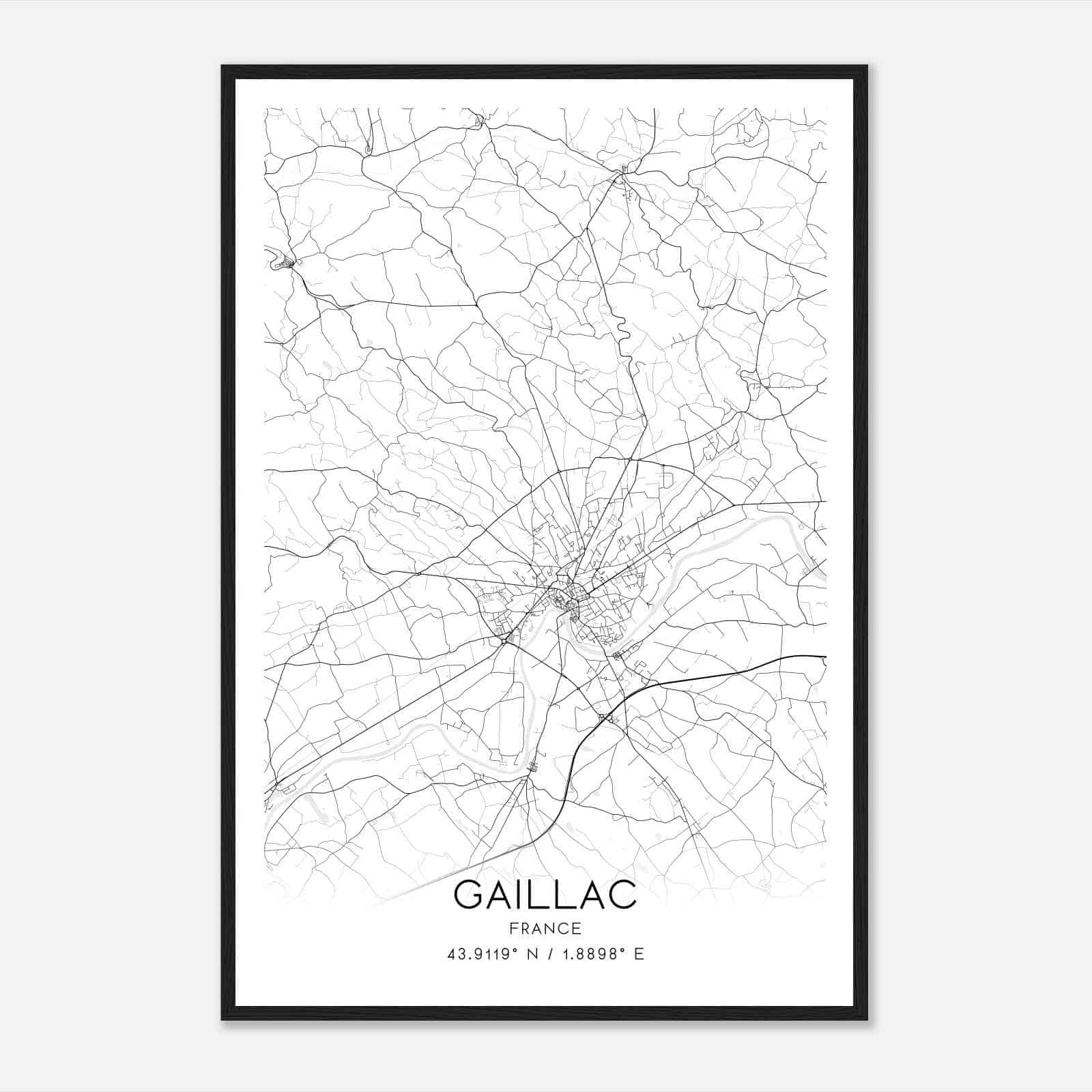 Gaillac France Map Poster, Modern Home Decor Wall Art Print