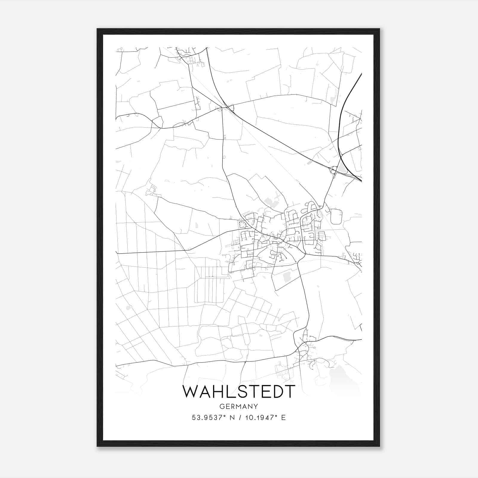 Wahlstedt Germany Map Poster, Modern Home Decor Wall Art Print