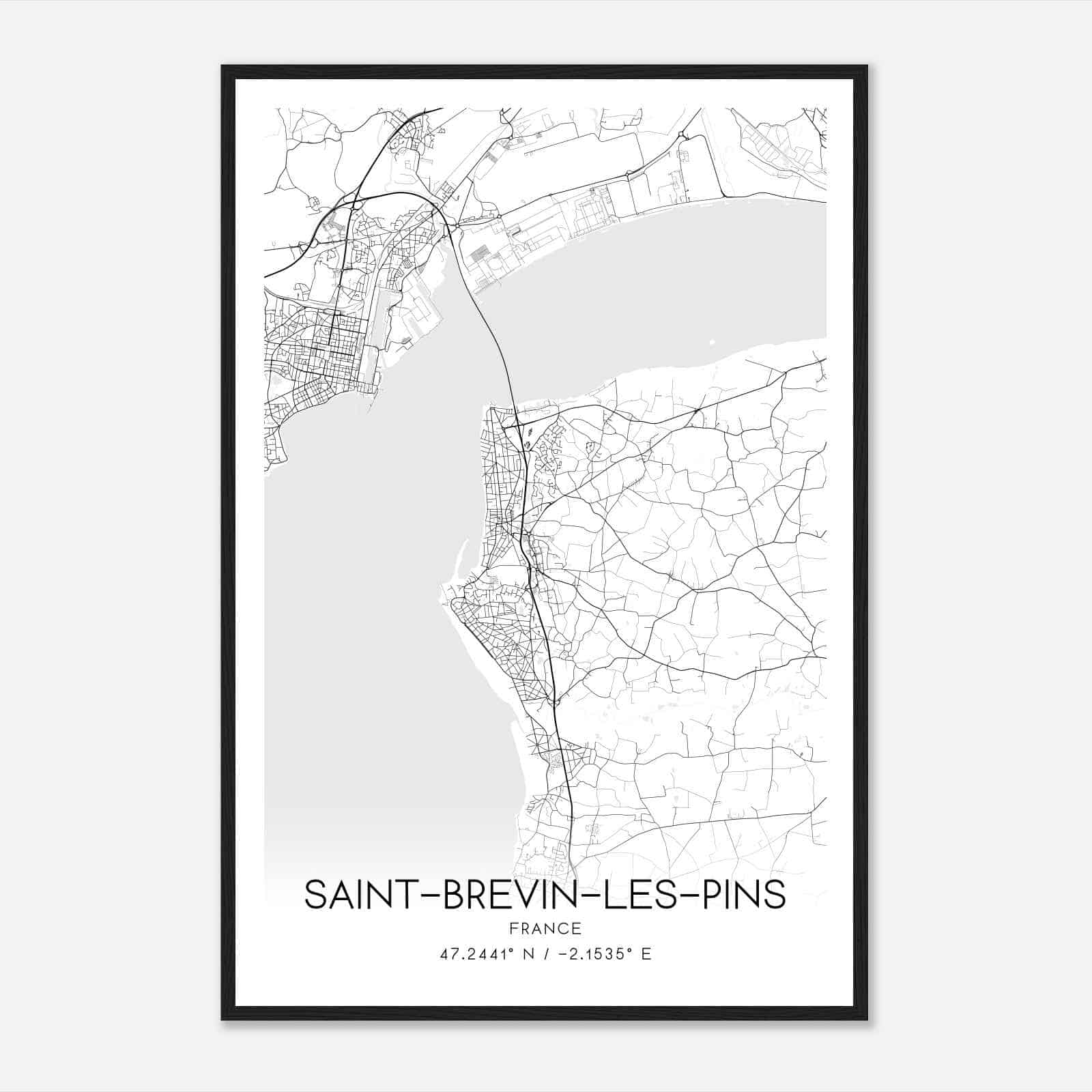 Saint-Brevin-les-Pins France Map Poster, Modern Home Decor Wall Art Print