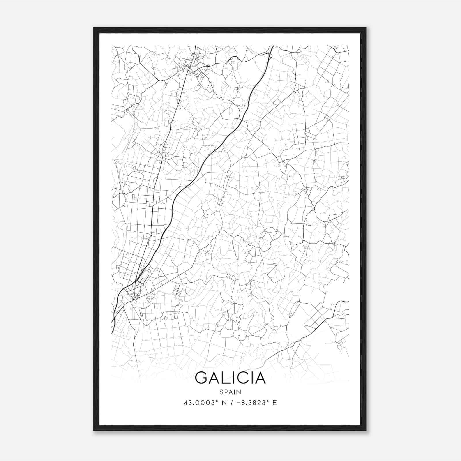 Oroso Spain Map Poster, Modern Home Decor Wall Art Print