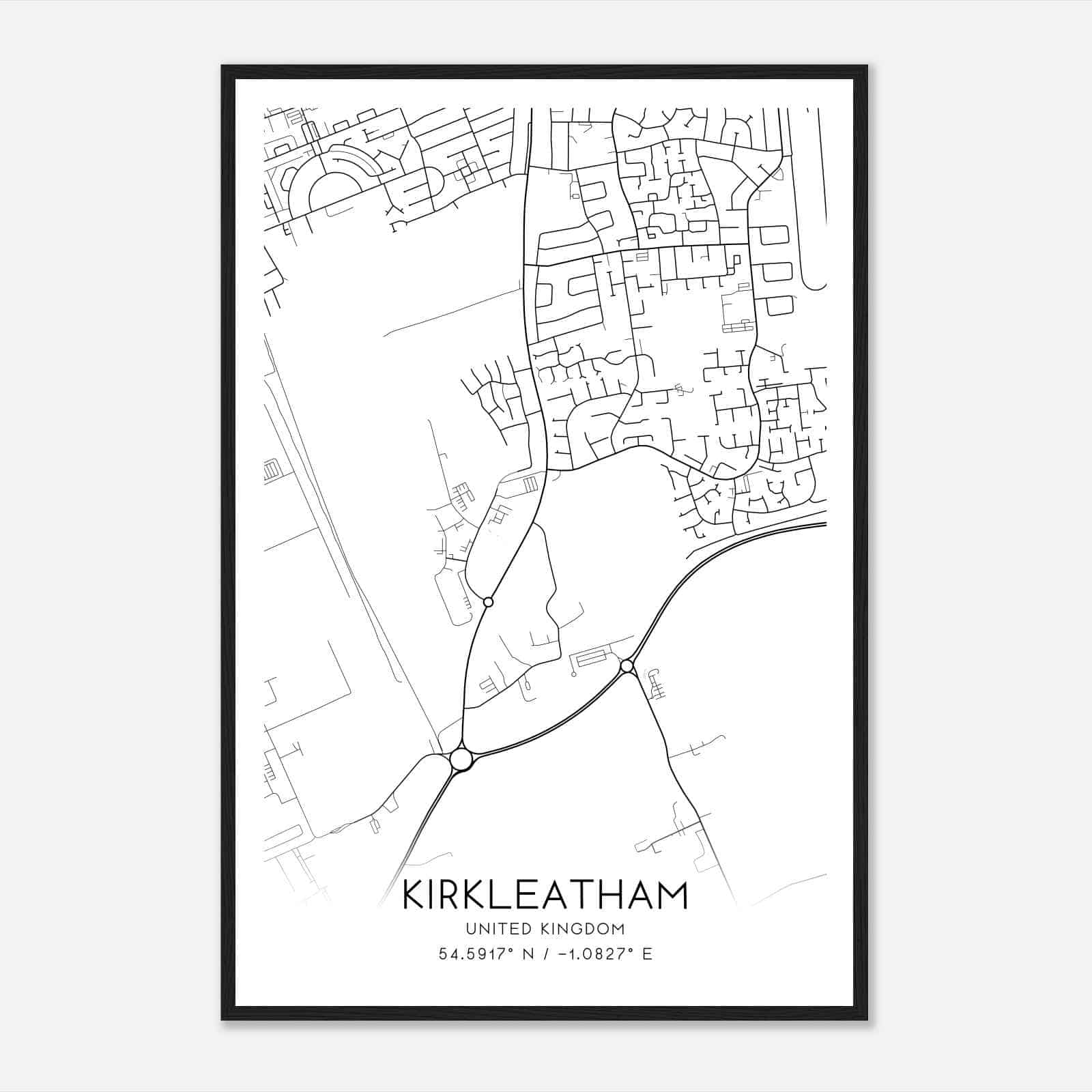 Kirkleatham United Kingdom Map Poster, Modern Home Decor Wall Art Print