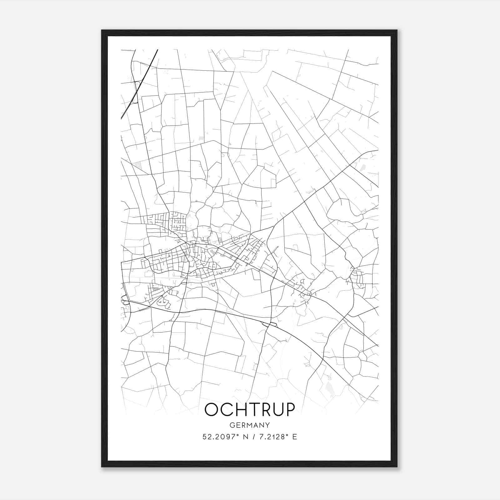 Ochtrup Germany Map Poster, Modern Home Decor Wall Art Print