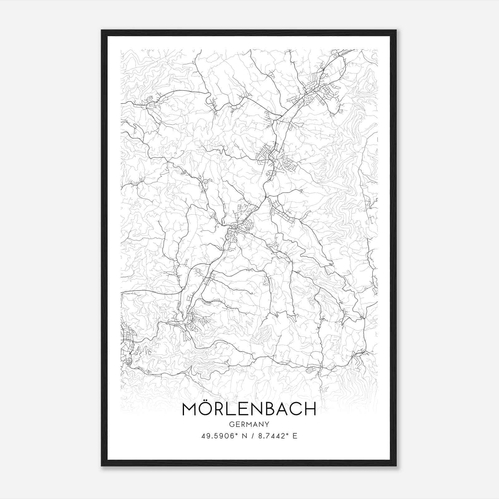 Morlenbach Germany Map Poster, Modern Home Decor Wall Art Print