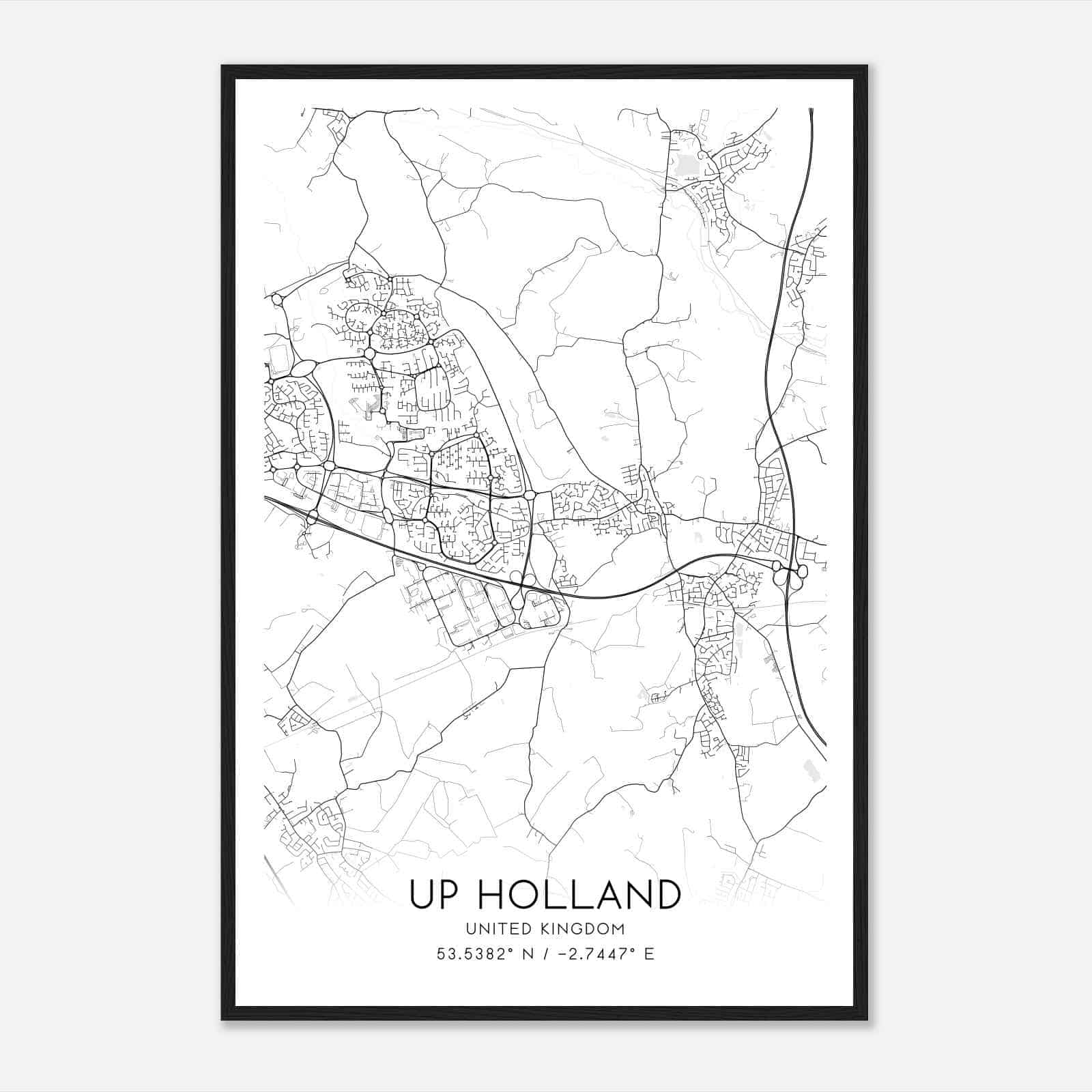 Upholland United Kingdom Map Poster, Modern Home Decor Wall Art Print