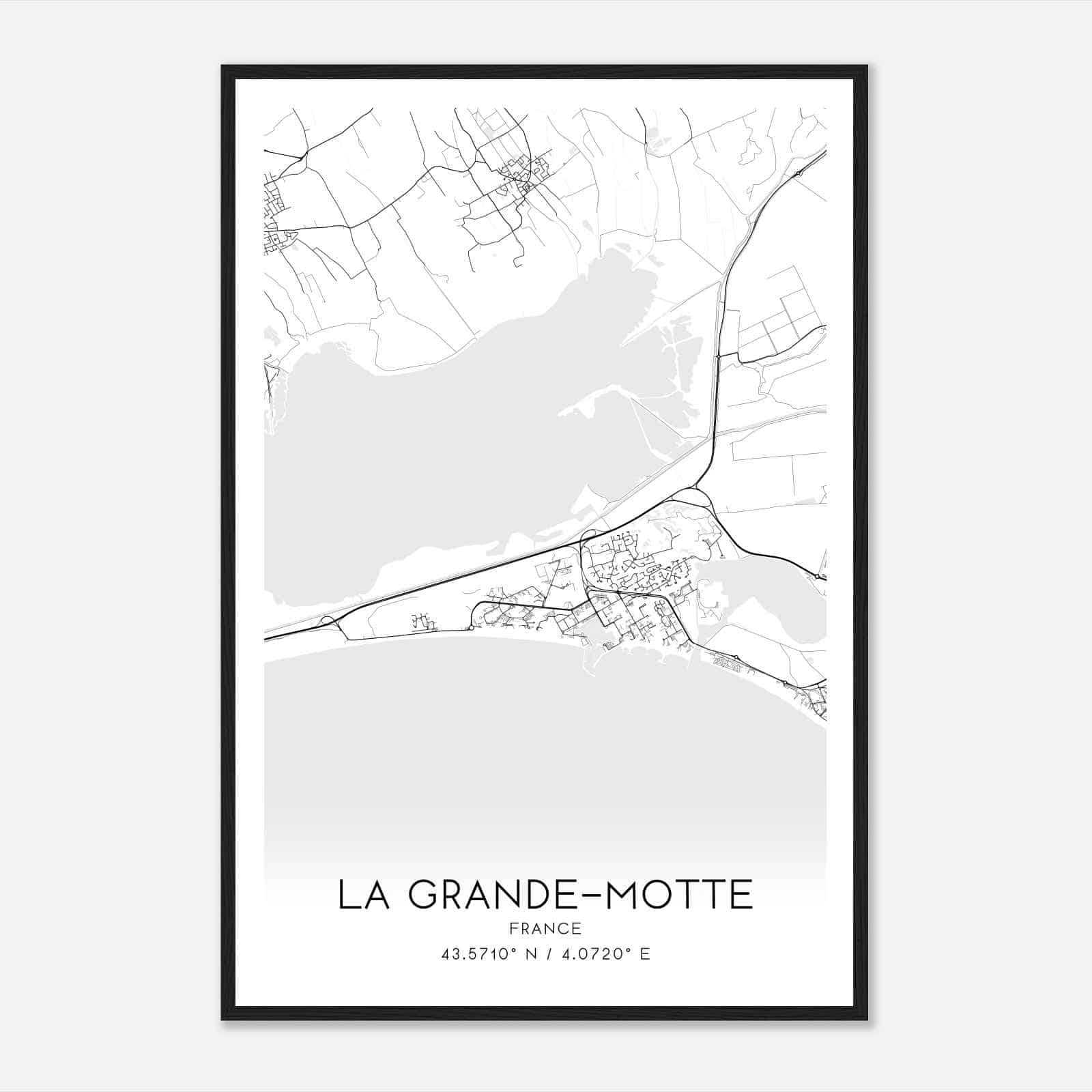 La Grande-Motte France Map Poster, Modern Home Decor Wall Art Print