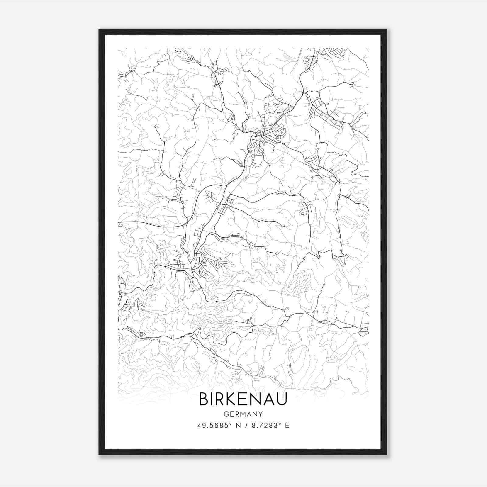 Birkenau Germany Map Poster, Modern Home Decor Wall Art Print