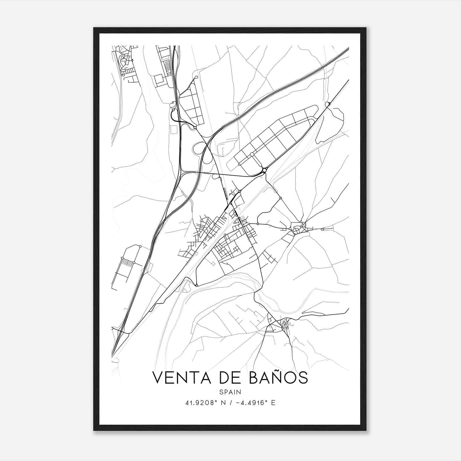 Venta de Banos Spain Map Poster, Modern Home Decor Wall Art Print