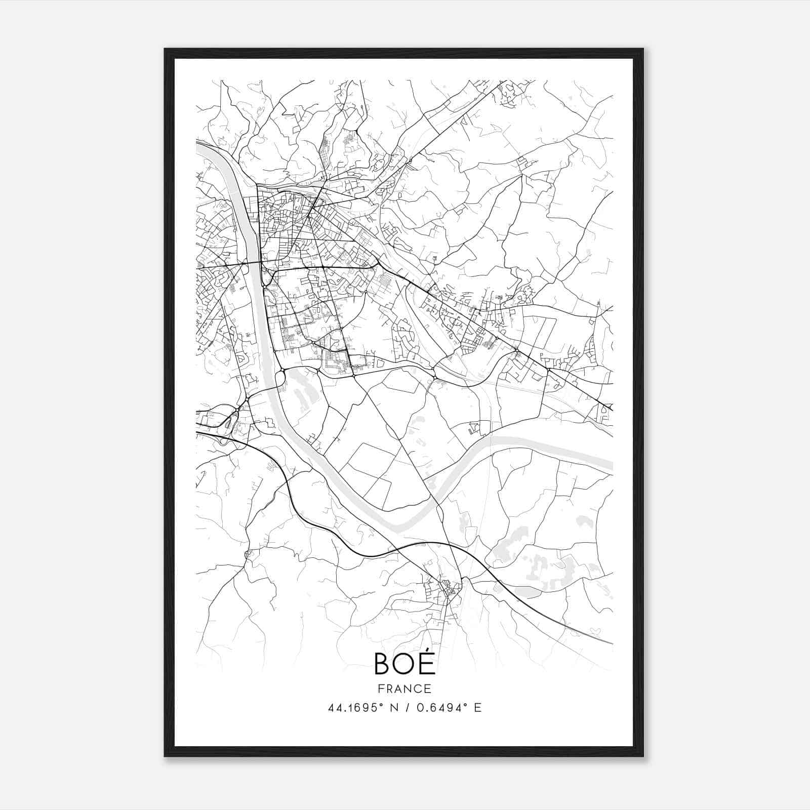 Boe France Map Poster, Modern Home Decor Wall Art Print