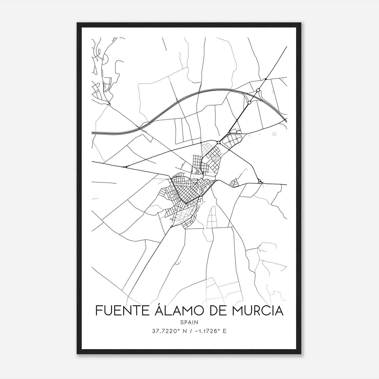 Fuente-Alamo de Murcia Spain Map Poster, Modern Home Decor Wall Art Print