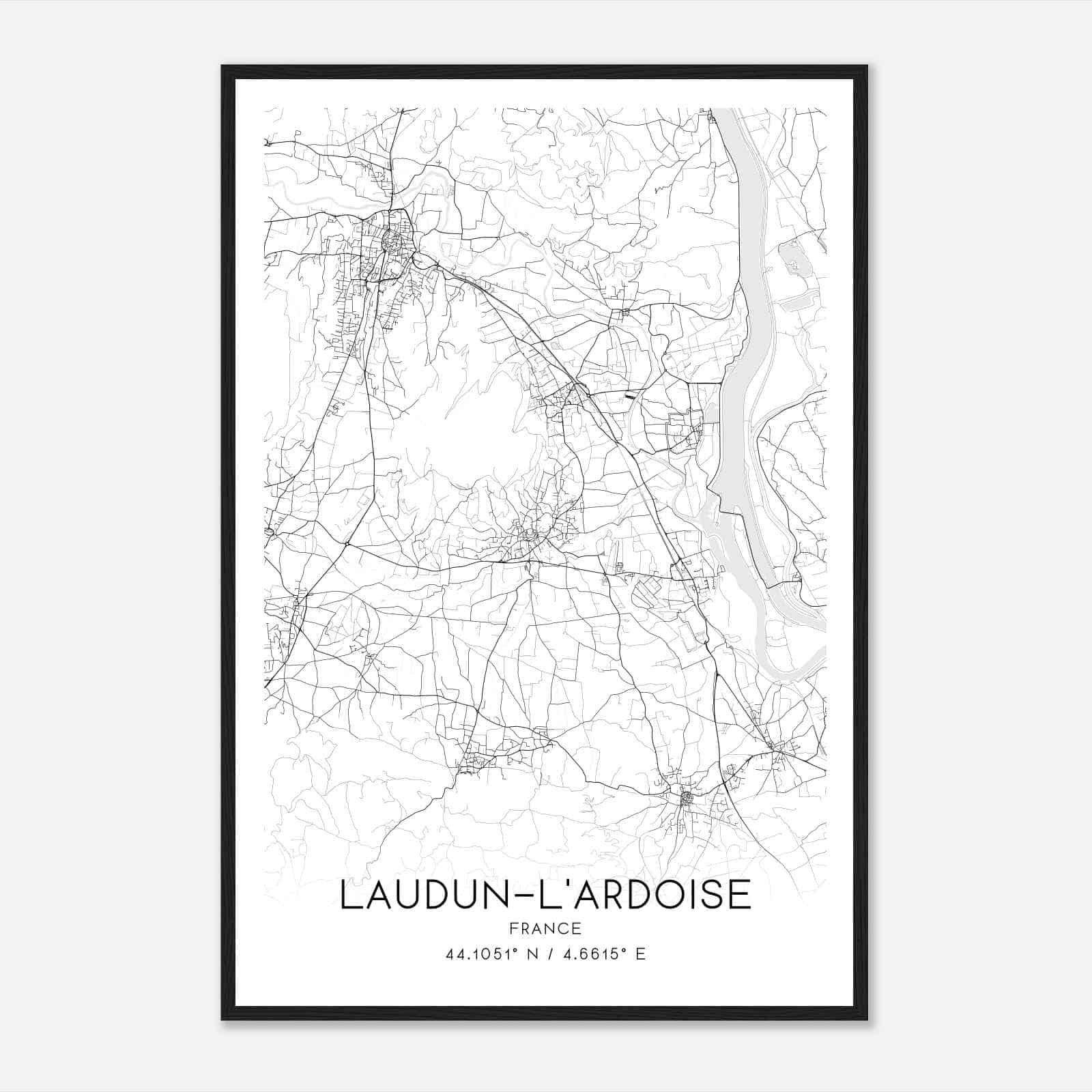 Laudun-l’Ardoise France Map Poster, Modern Home Decor Wall Art Print