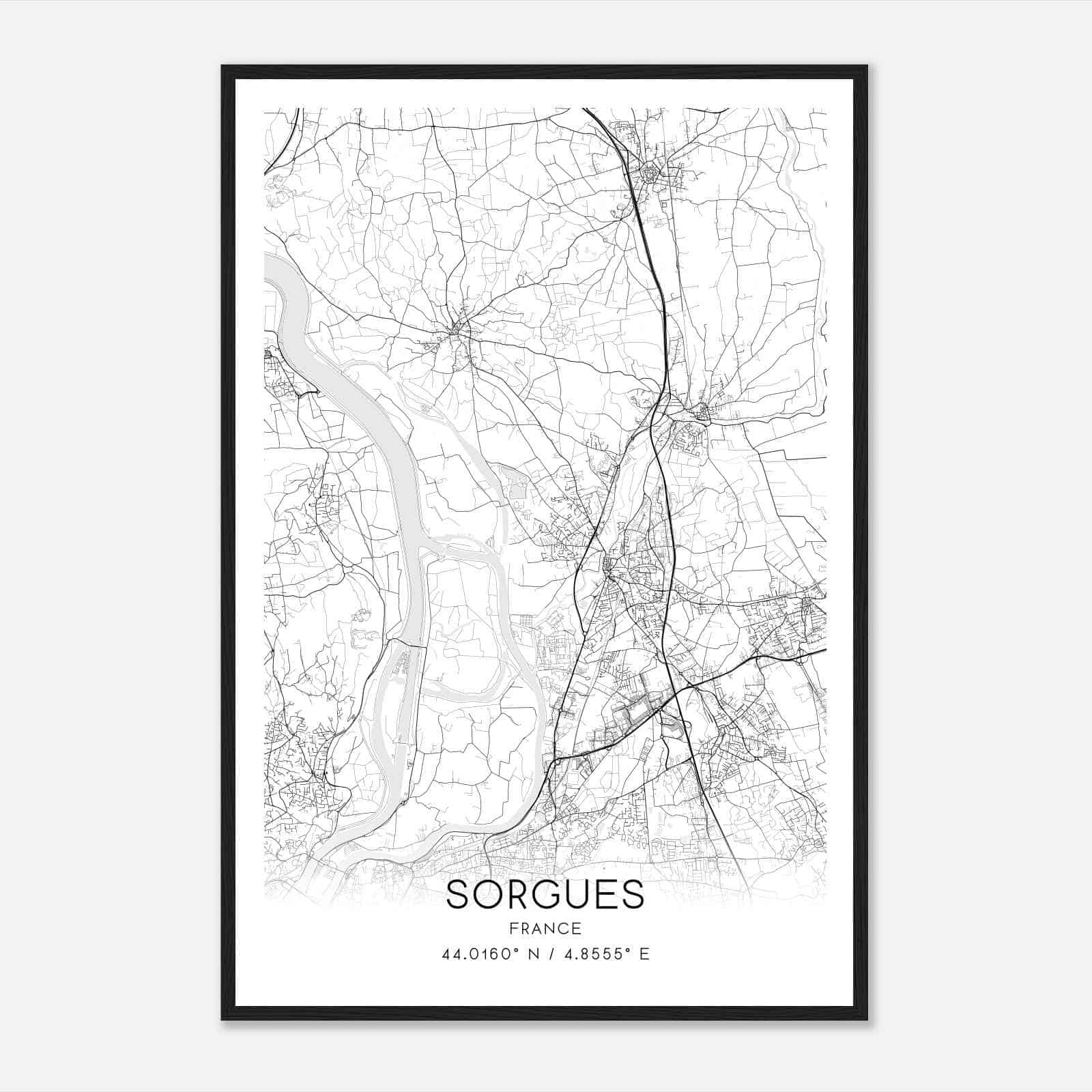 Sorgues France Map Poster, Modern Home Decor Wall Art Print