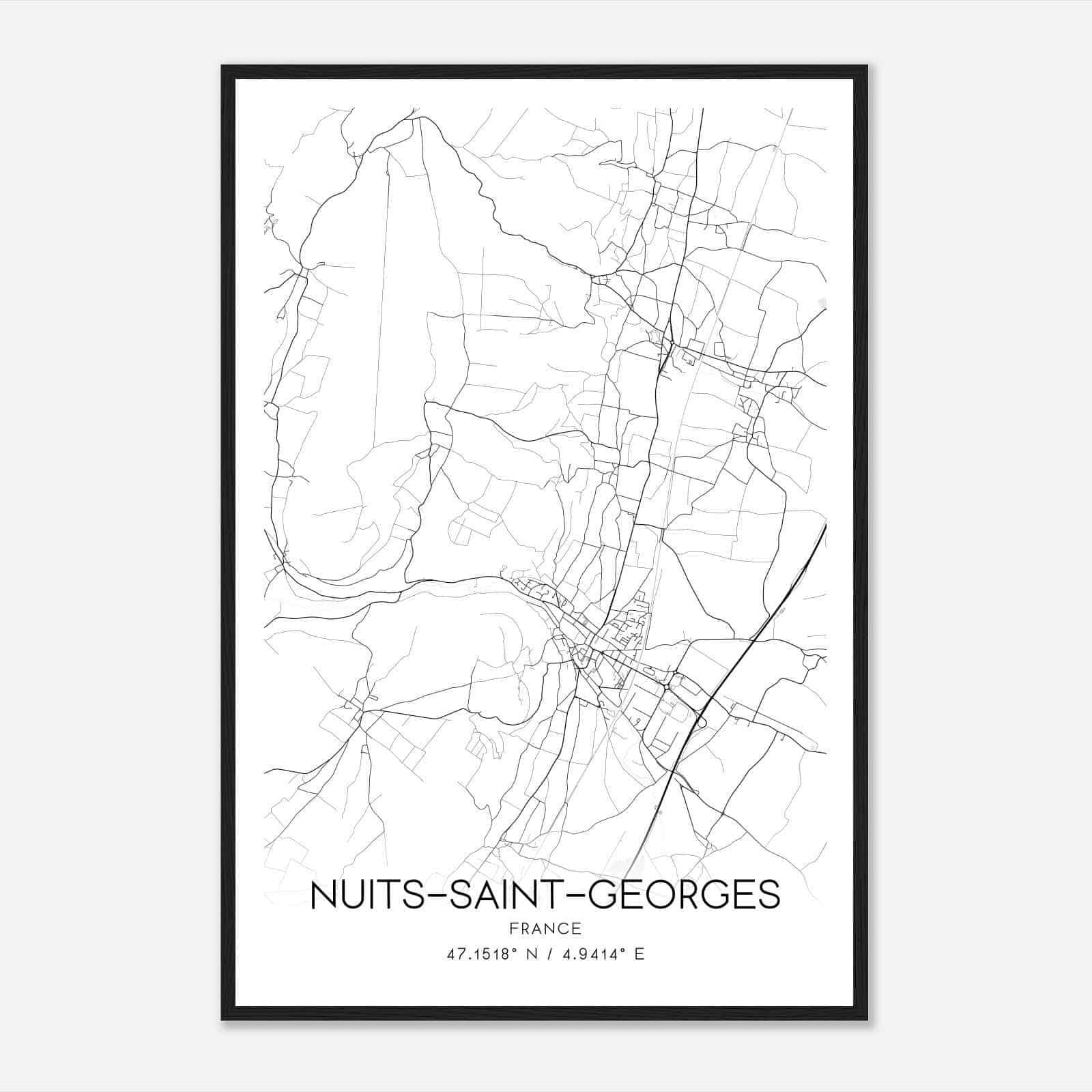 Nuits-Saint-Georges France Map Poster, Modern Home Decor Wall Art Print