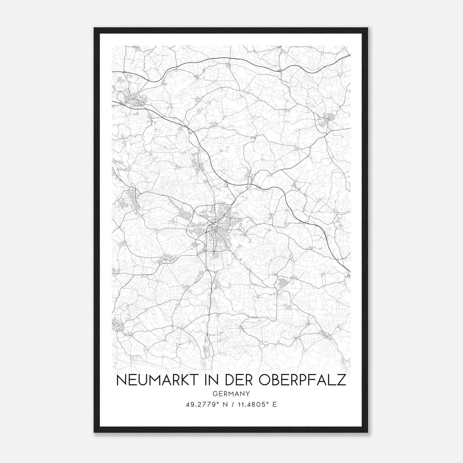 Neumarkt Germany Map Poster, Modern Home Decor Wall Art Print