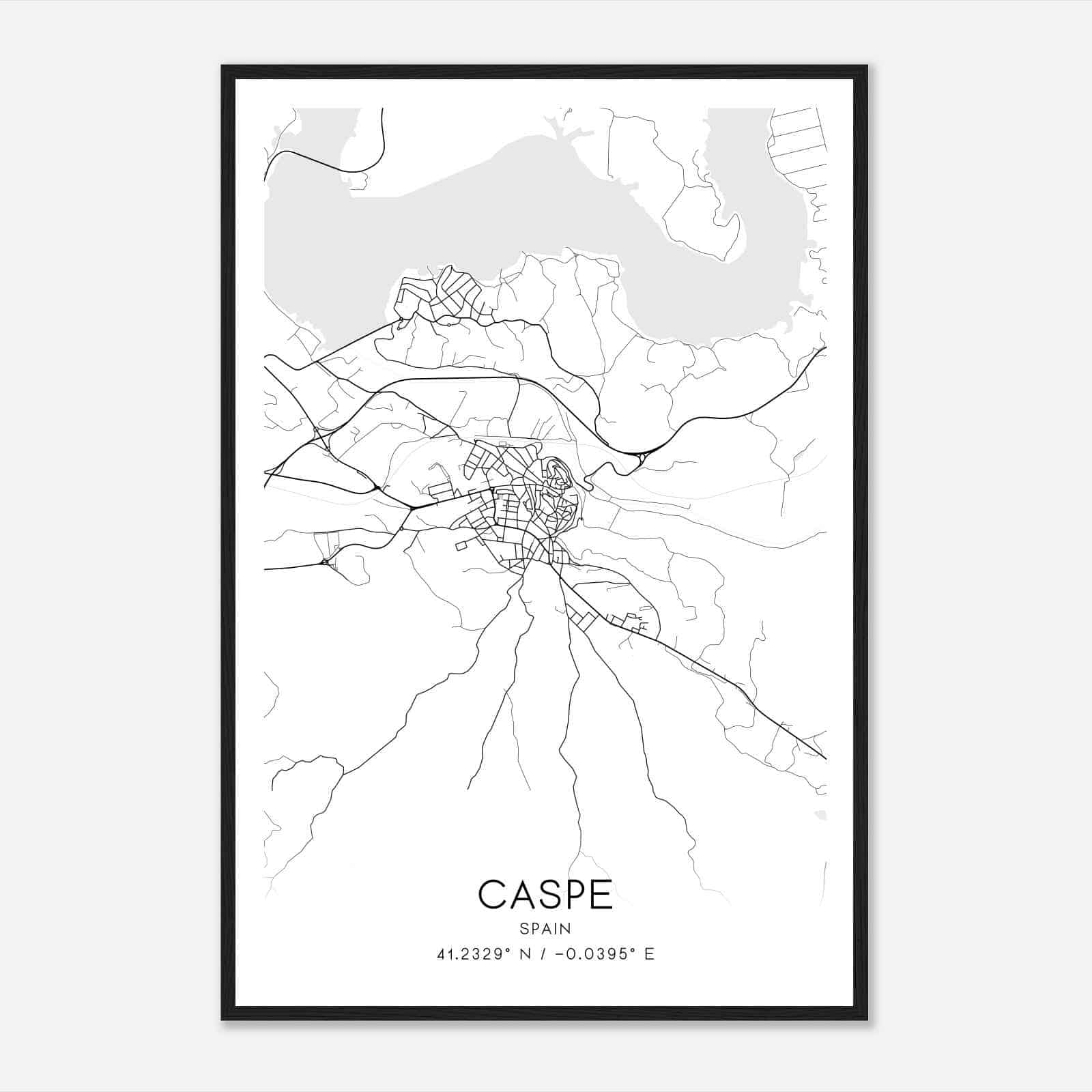 Caspe Spain Map Poster, Modern Home Decor Wall Art Print