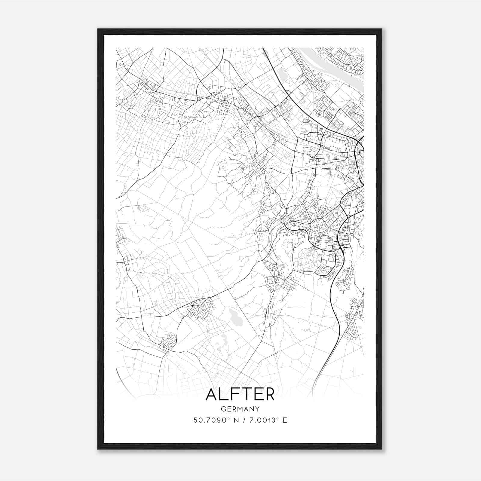 Alfter Germany Map Poster, Modern Home Decor Wall Art Print
