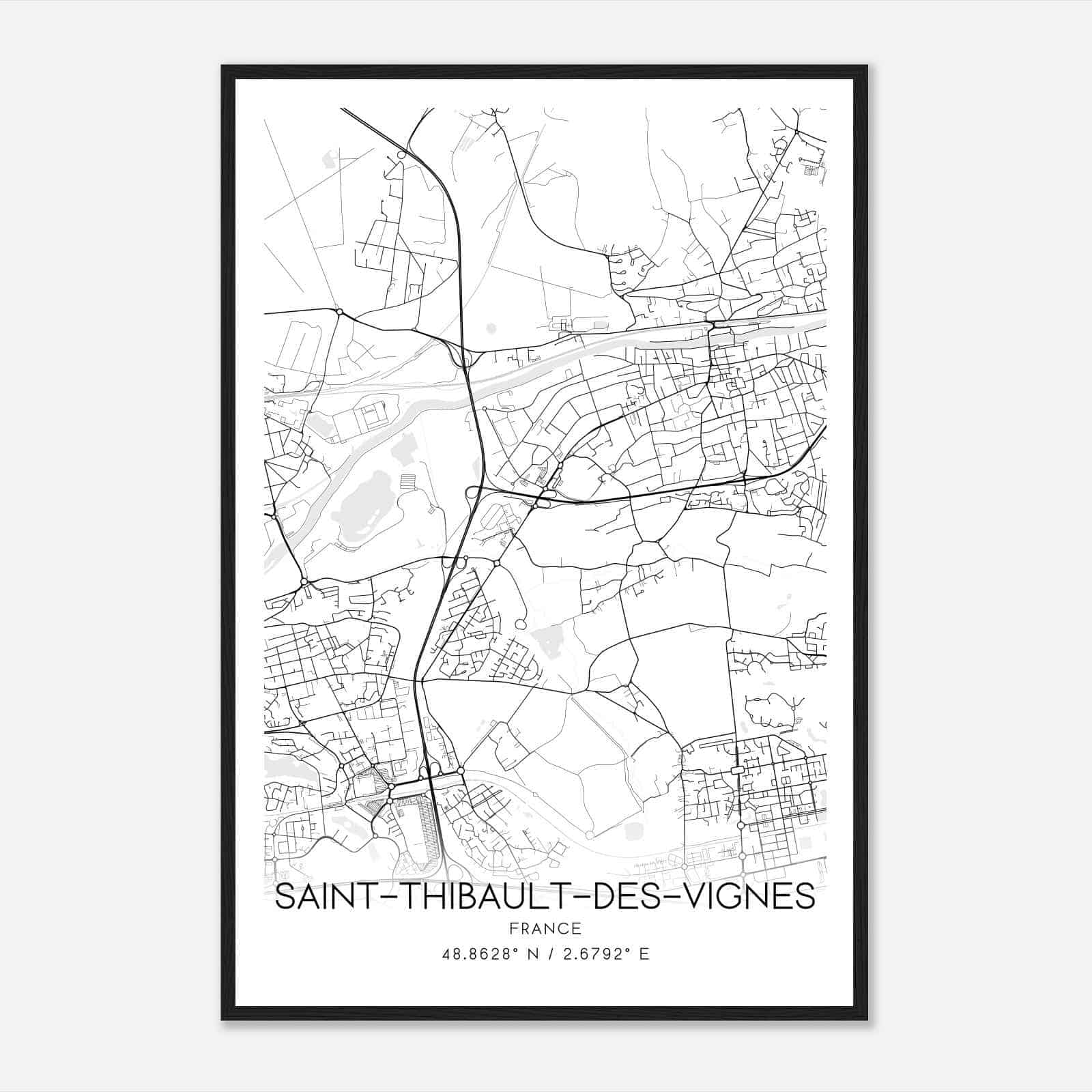 Saint-Thibault-des-Vignes France Map Poster, Modern Home Decor Wall Art Print Saint-Thibault-des-Vignes France Map Poster, Modern Home Decor Wall Art Print