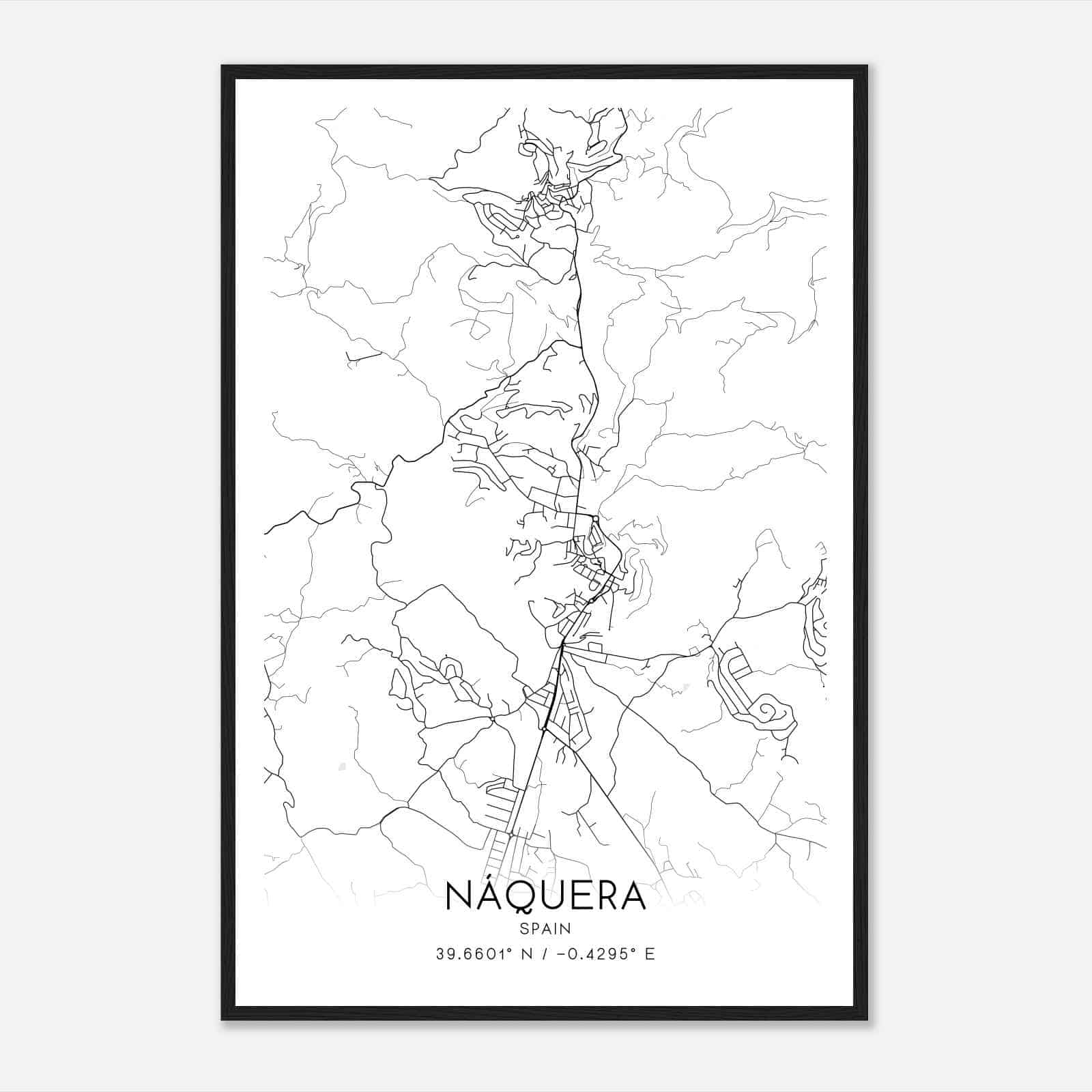 Naquera Spain Map Poster, Modern Home Decor Wall Art Print