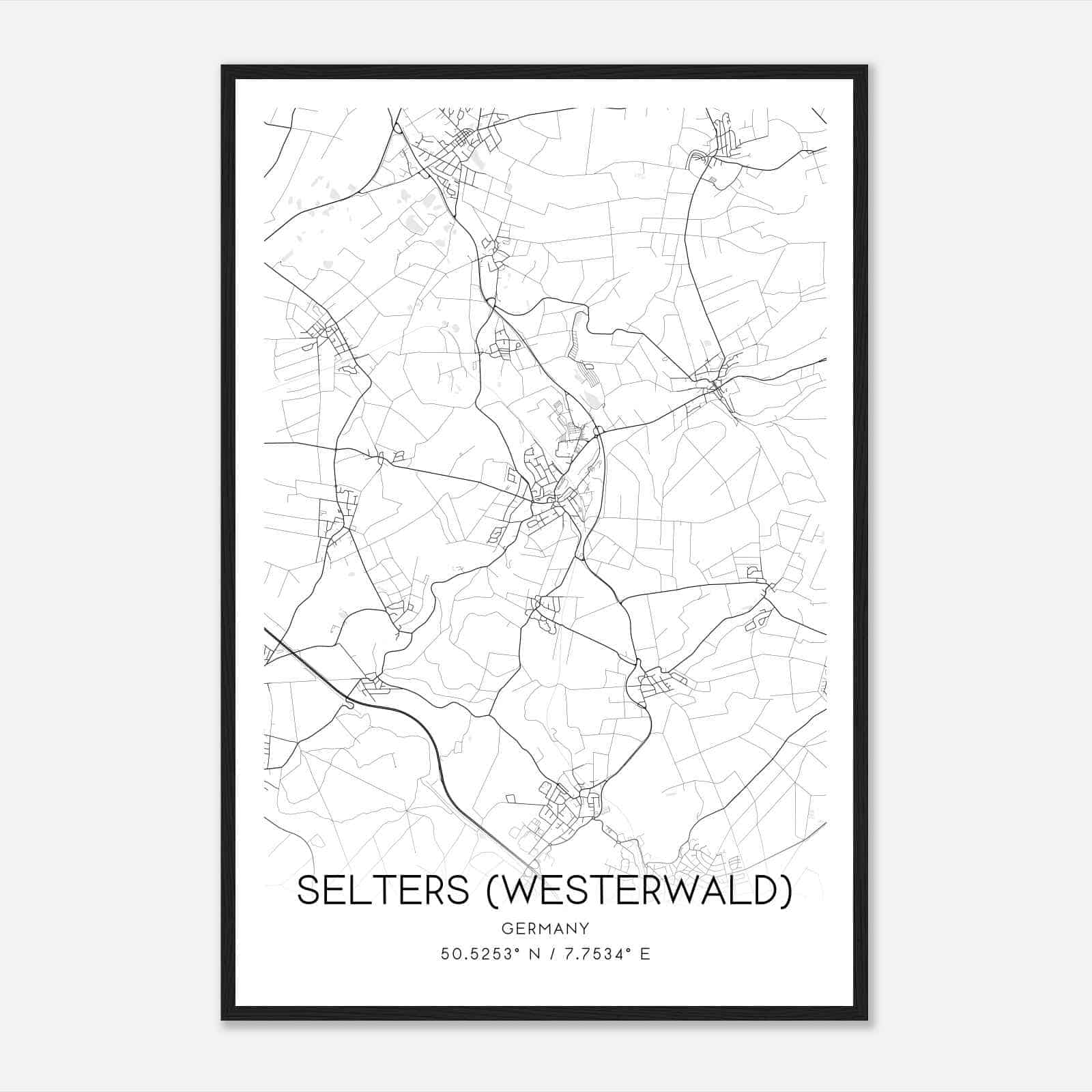 Selters Germany Map Poster, Modern Home Decor Wall Art Print