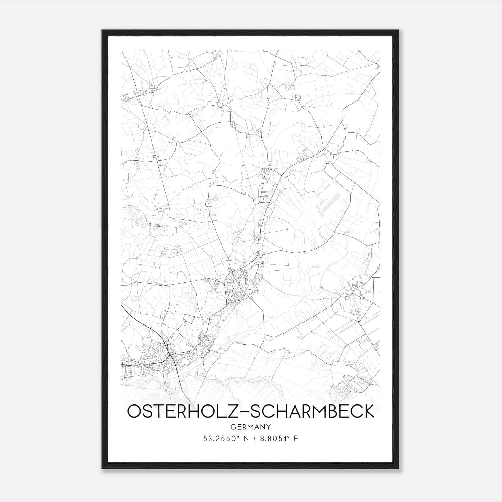 Osterholz-Scharmbeck Germany Map Poster, Modern Home Decor Wall Art Print