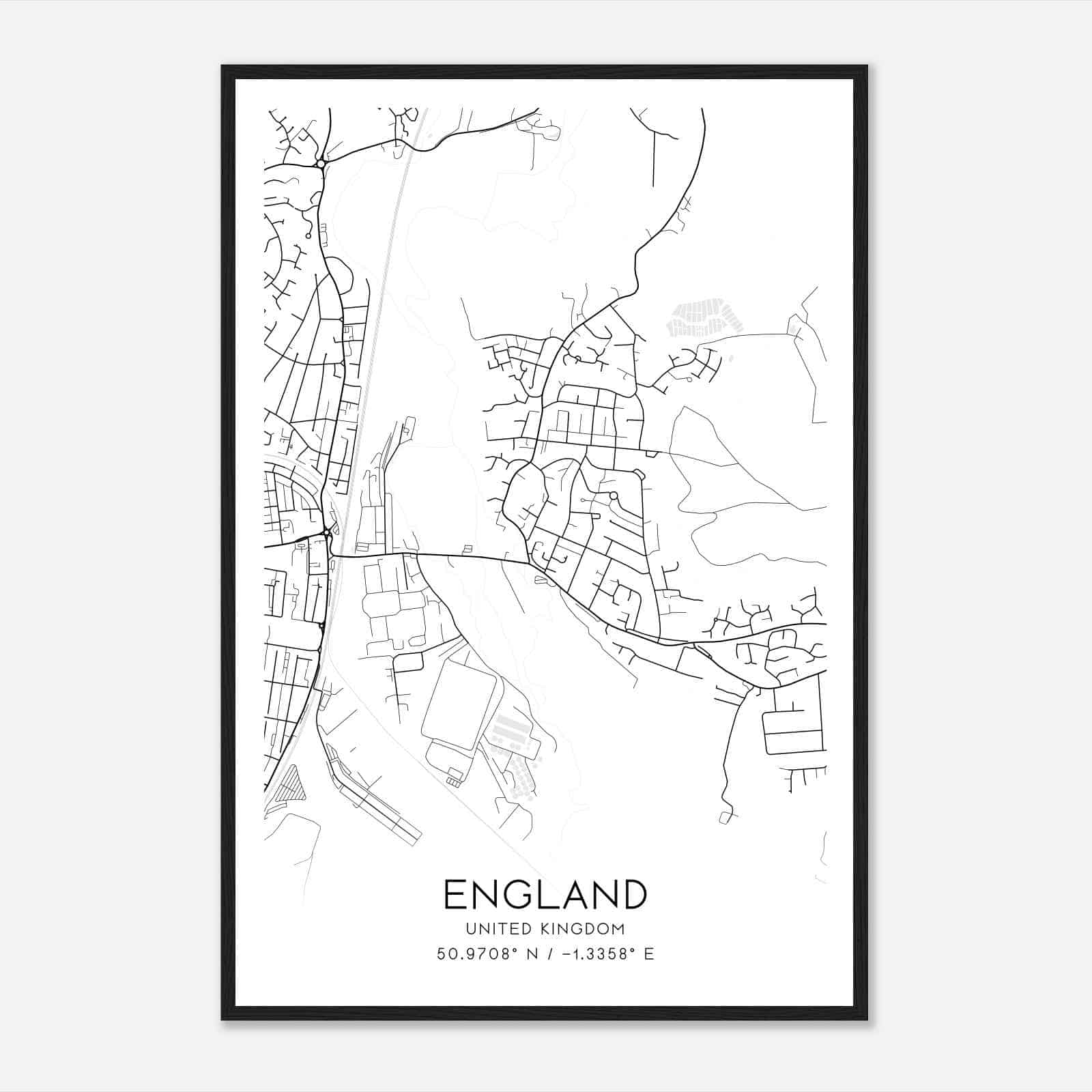 Bishopstoke United Kingdom Map Poster, Modern Home Decor Wall Art Print