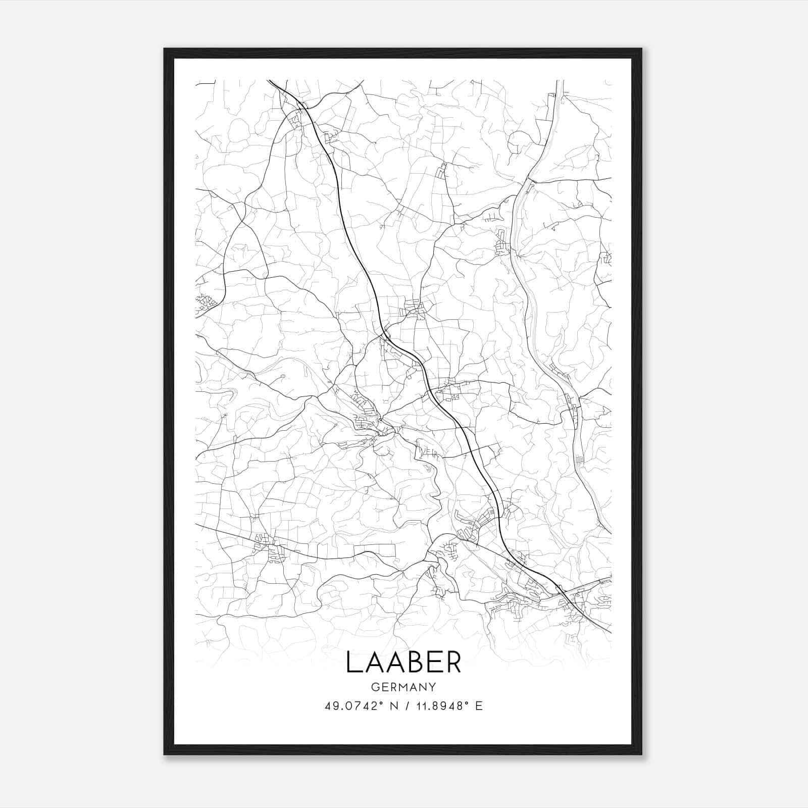 Laaber Germany Map Poster, Modern Home Decor Wall Art Print