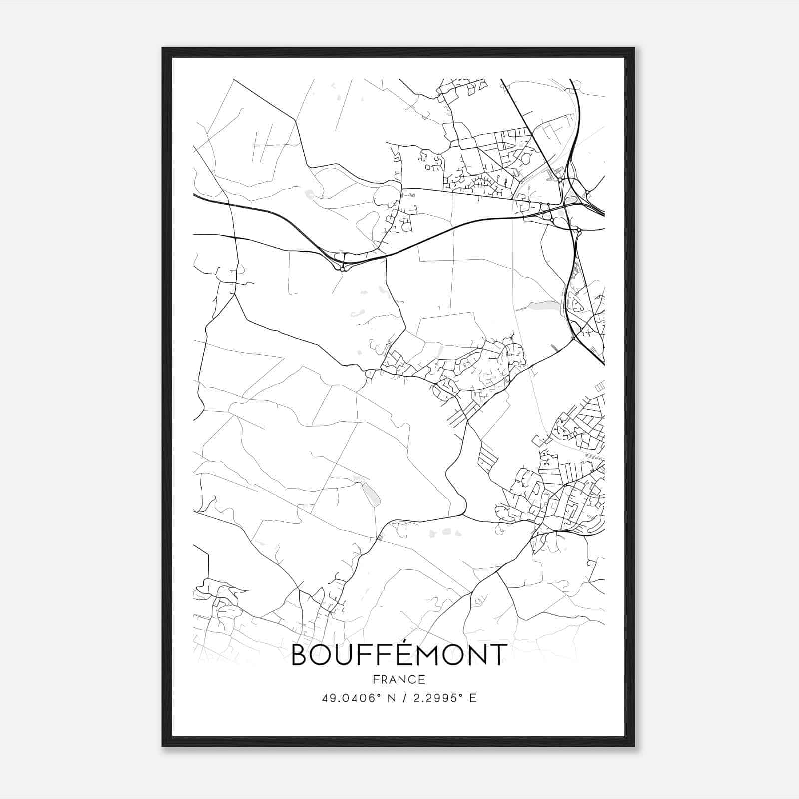 Bouffemont France Map Poster, Modern Home Decor Wall Art Print Bouffemont France Map Poster, Modern Home Decor Wall Art Print