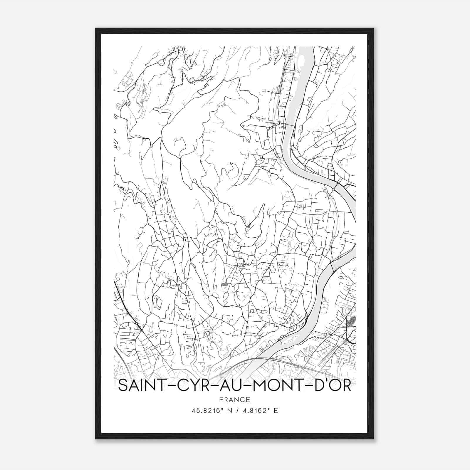 Saint-Cyr-au-Mont-d’Or France Map Poster, Modern Home Decor Wall Art Print