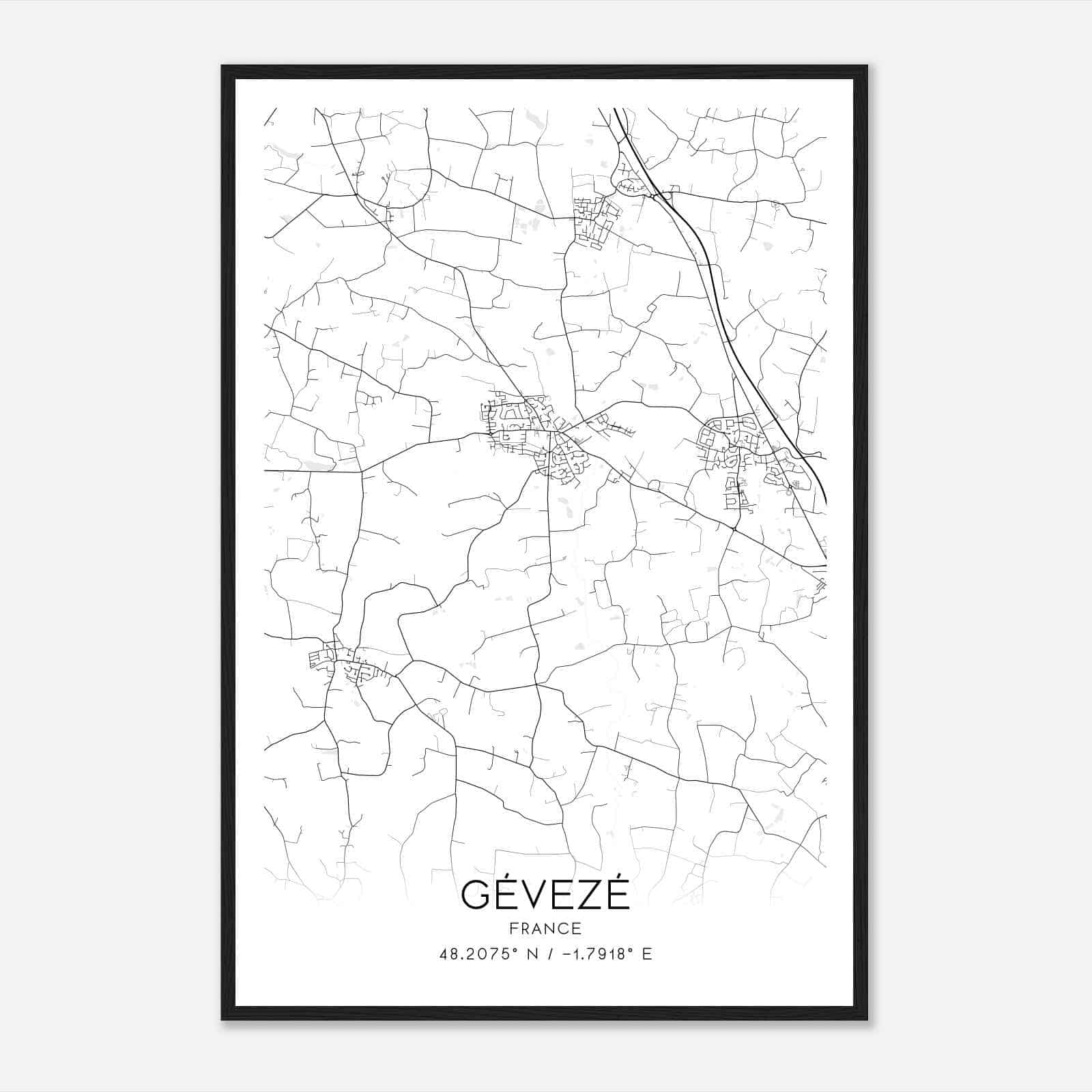Geveze France Map Poster, Modern Home Decor Wall Art Print